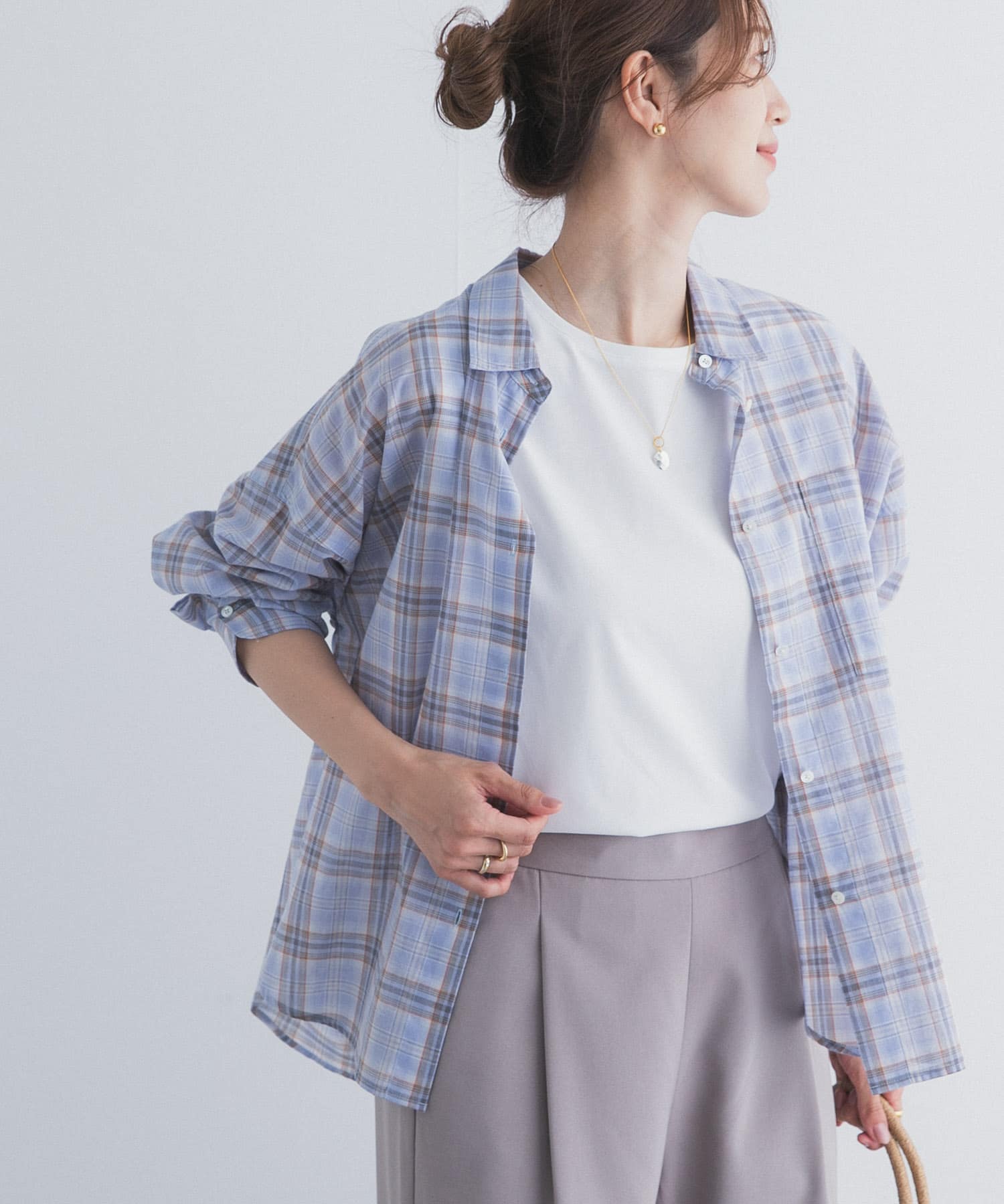 チェックシアーシャツ