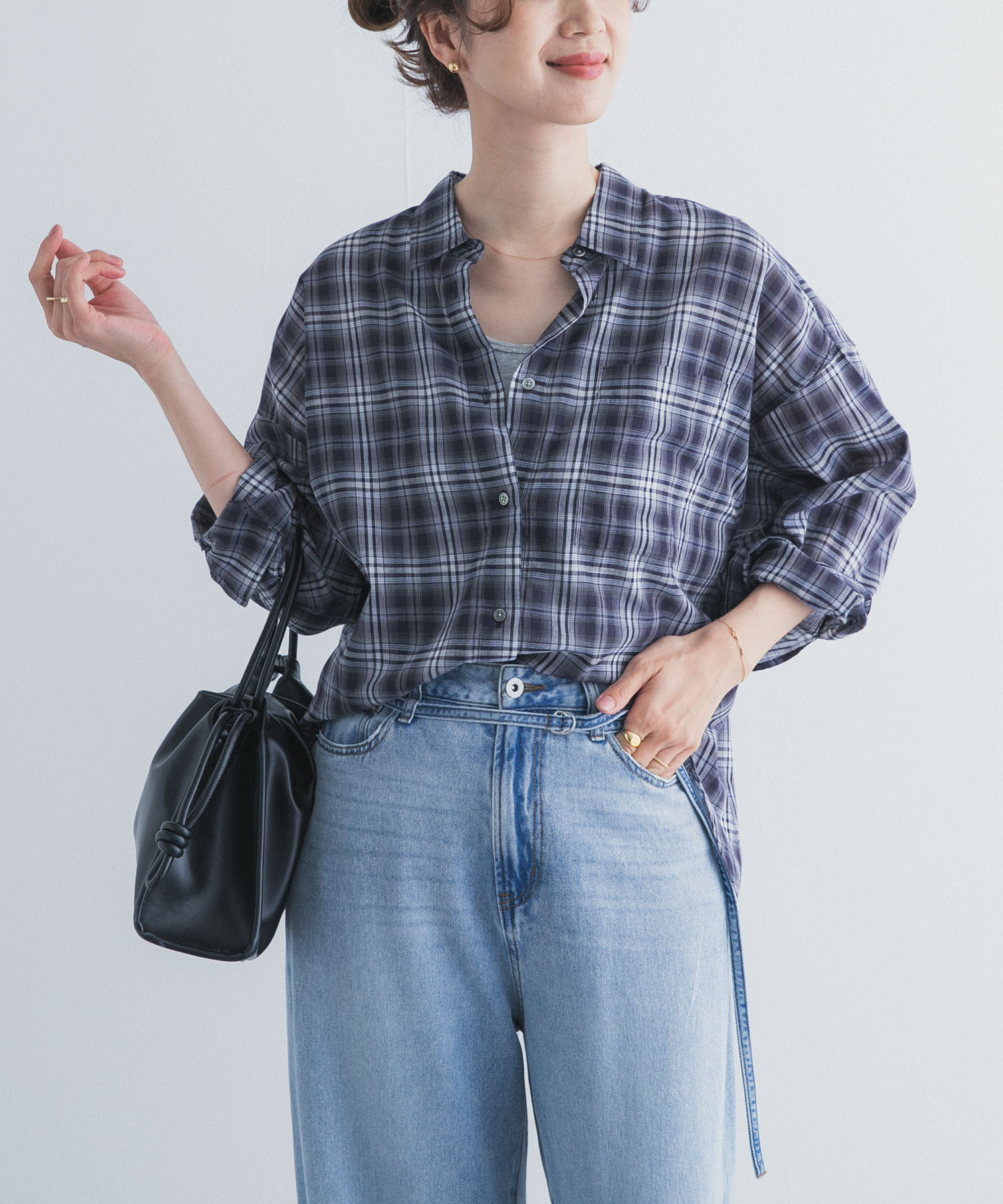 チェックシアーシャツ