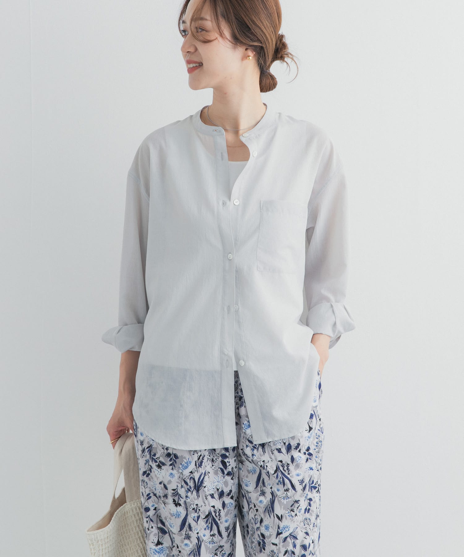 『UR TECH』バンドカラーシャツ