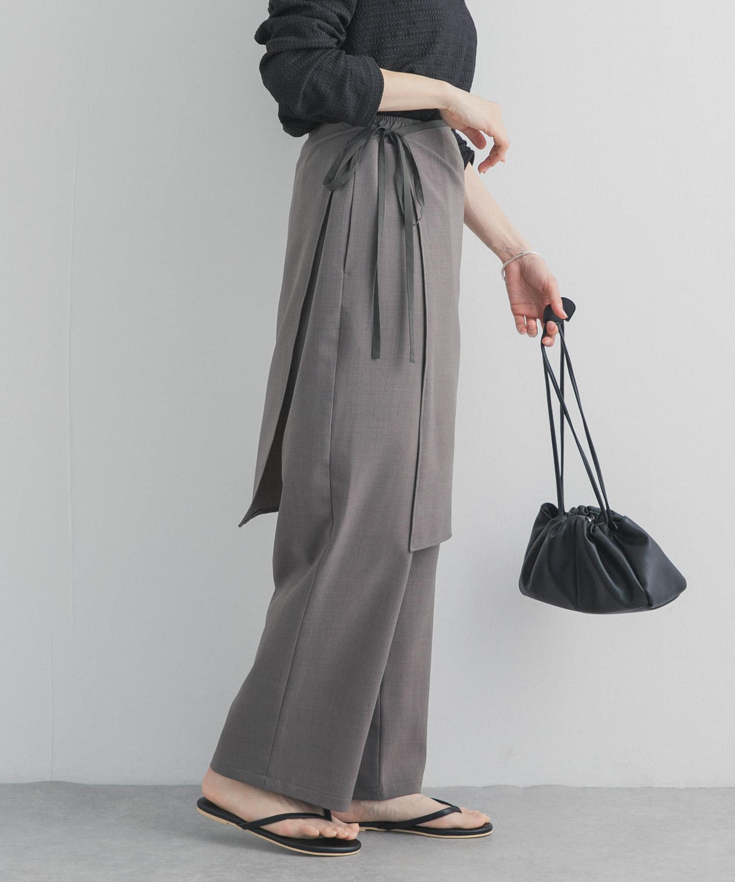 ラップレイヤードストレートパンツ