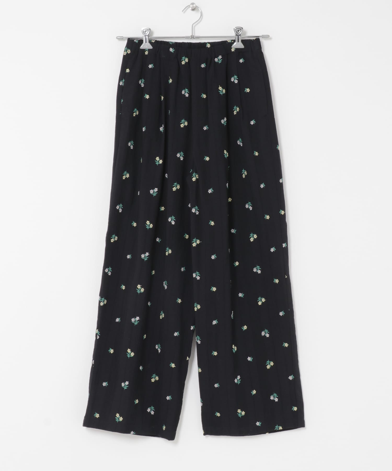 フラワー刺繍イージーパンツ NVY×MULTI Free
