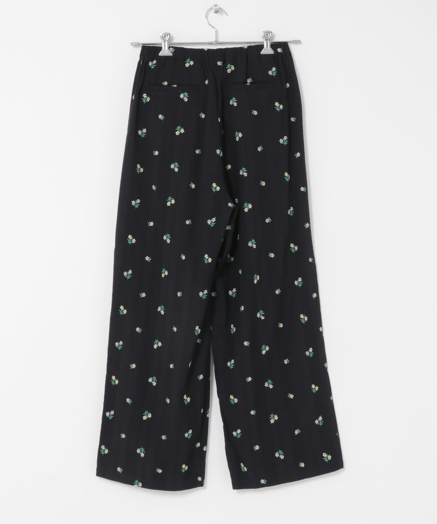 フラワー刺繍イージーパンツ NVY×MULTI Free