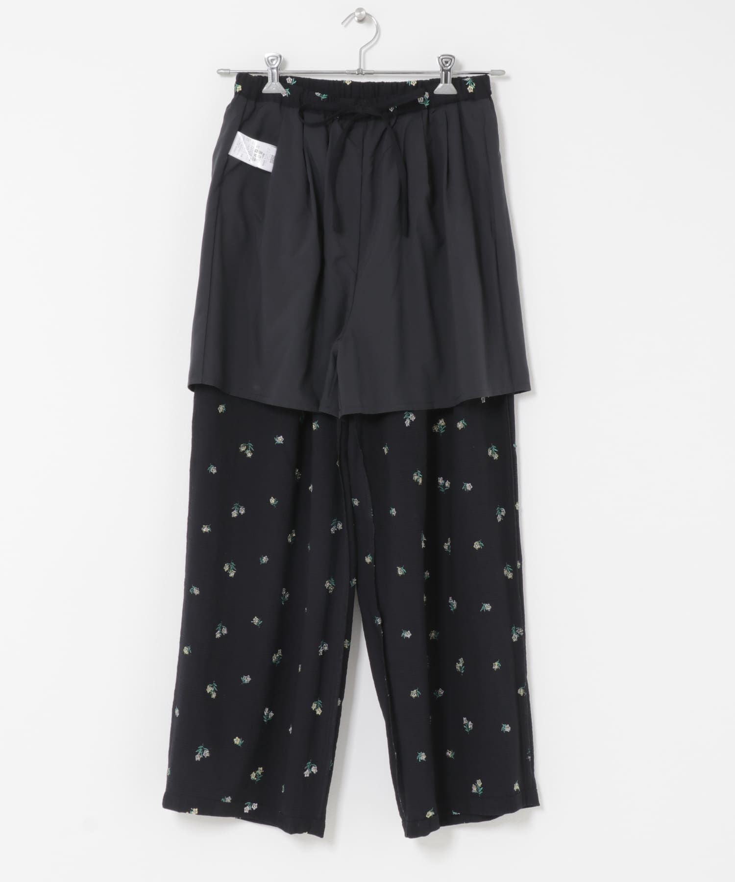 フラワー刺繍イージーパンツ NVY×MULTI Free