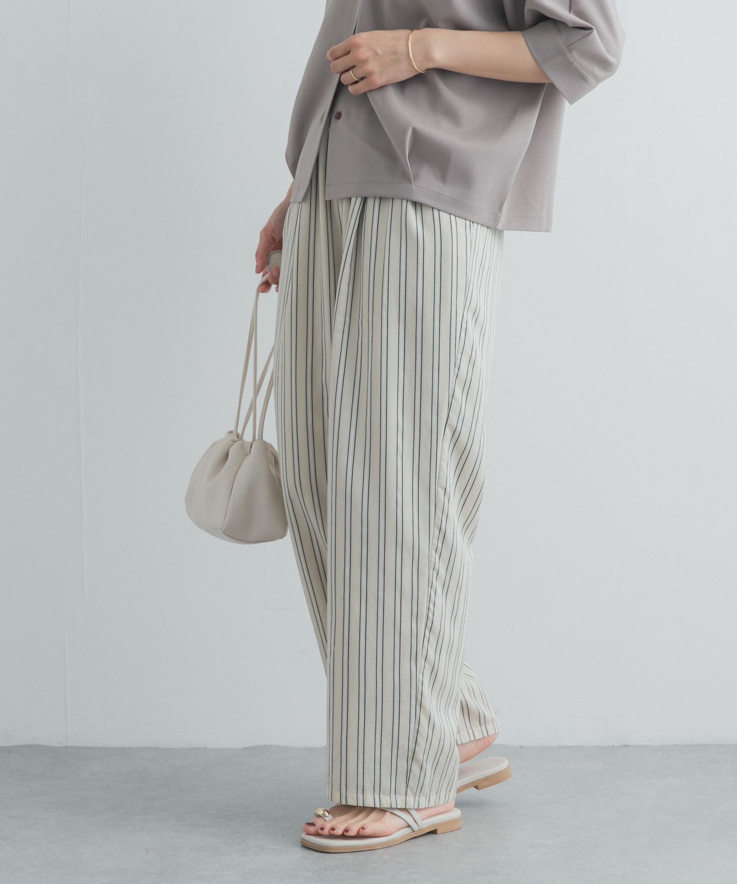 ストライプタックイージーパンツ