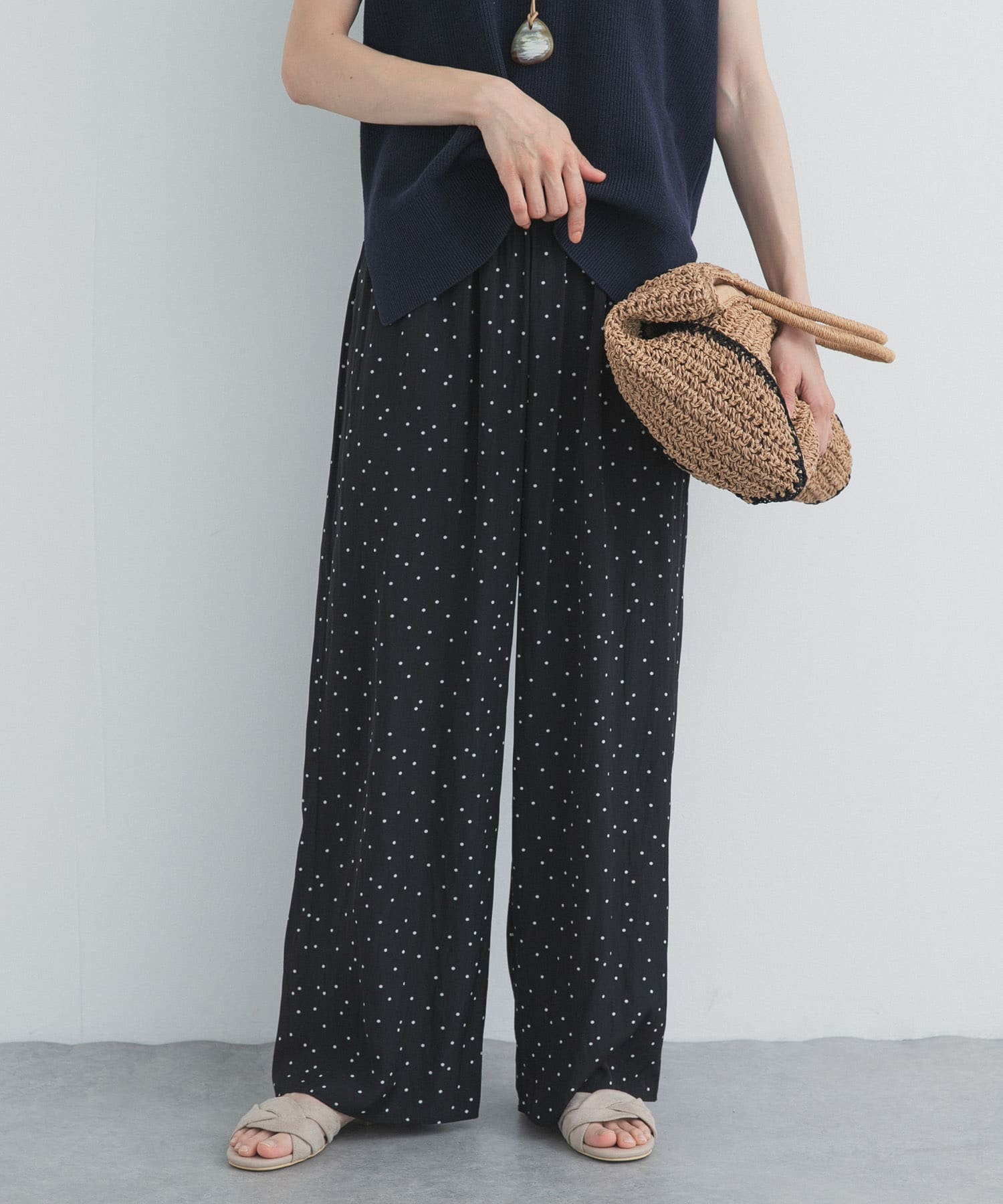 『接触冷感/吸水速乾』ドットドライタッチリラックスパンツ