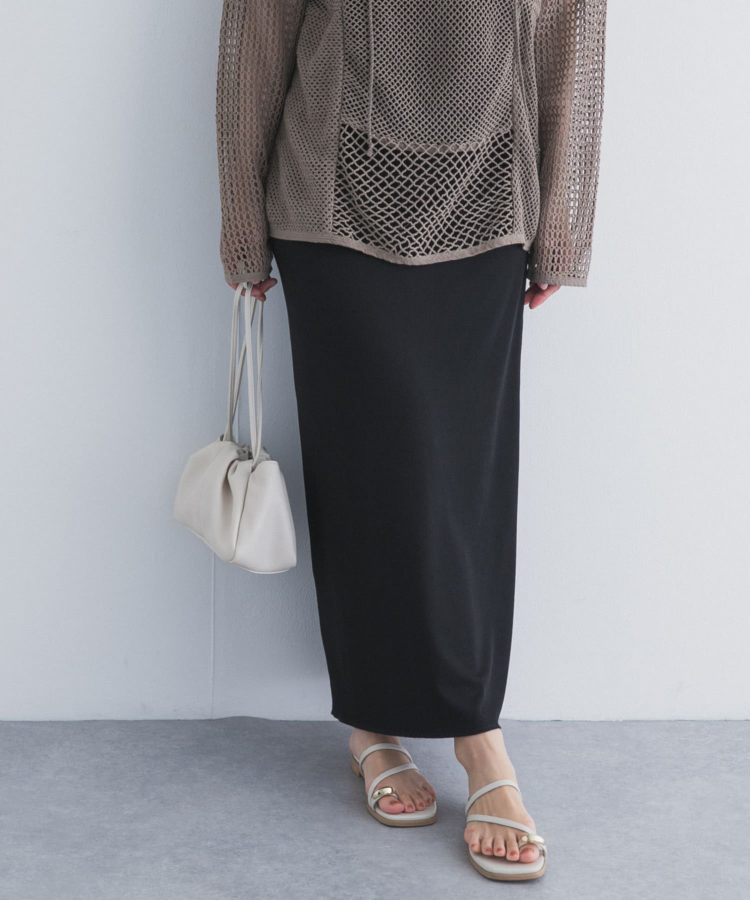 AMOMENTO APRON MINI LAYERED SKIRT(- GREY BEIGE): スカート｜URBAN