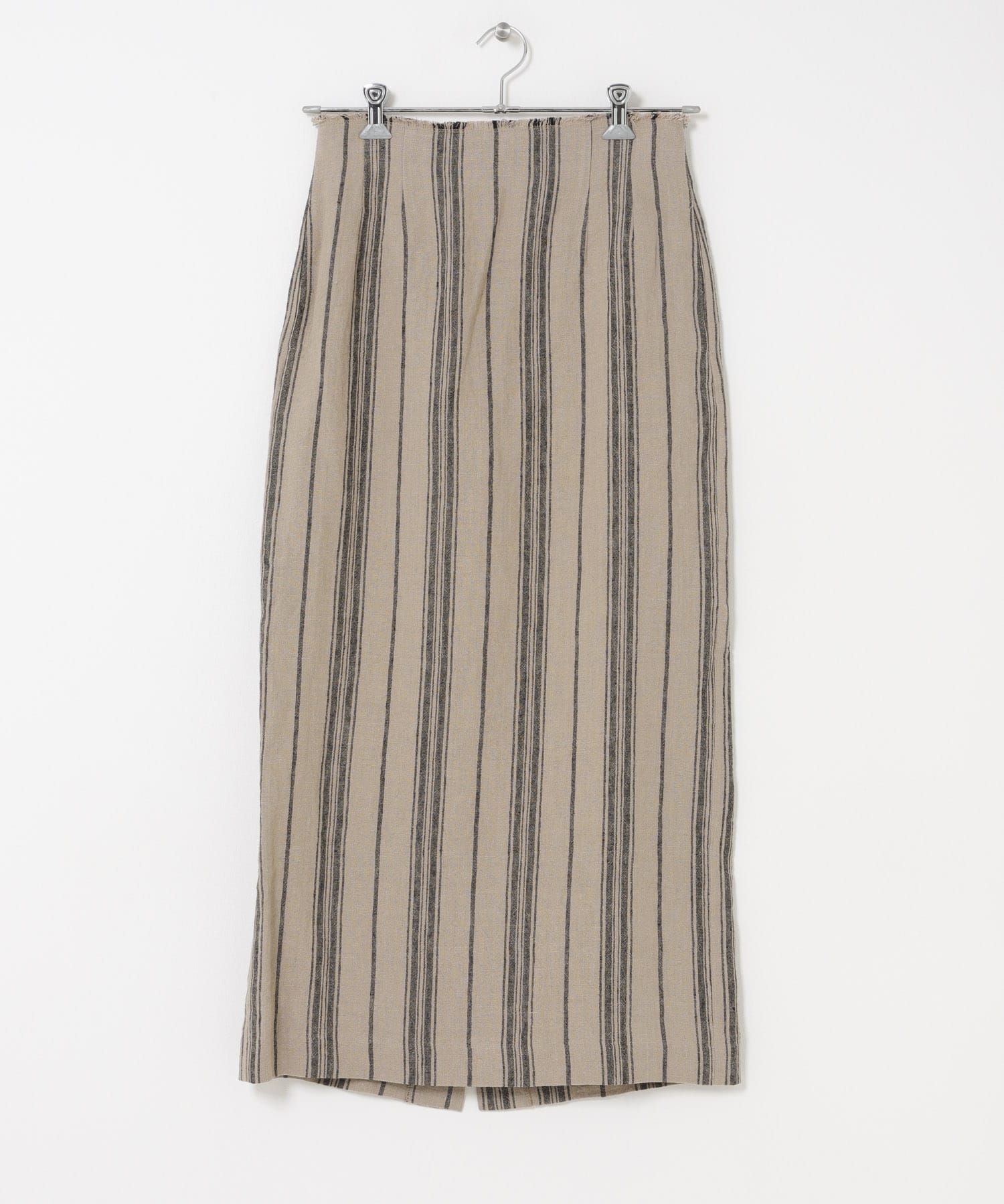 Linen Stripe I-Line Skirt NATURAL S