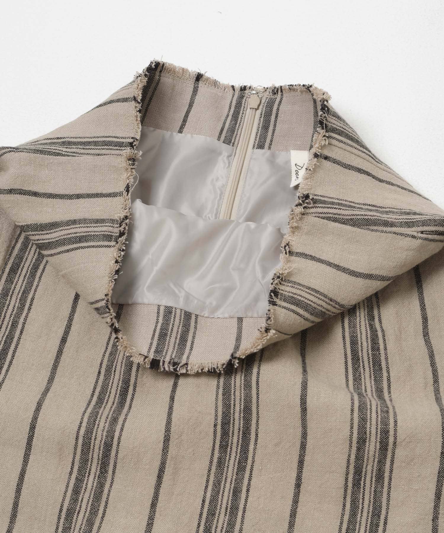 Linen Stripe I-Line Skirt NATURAL S