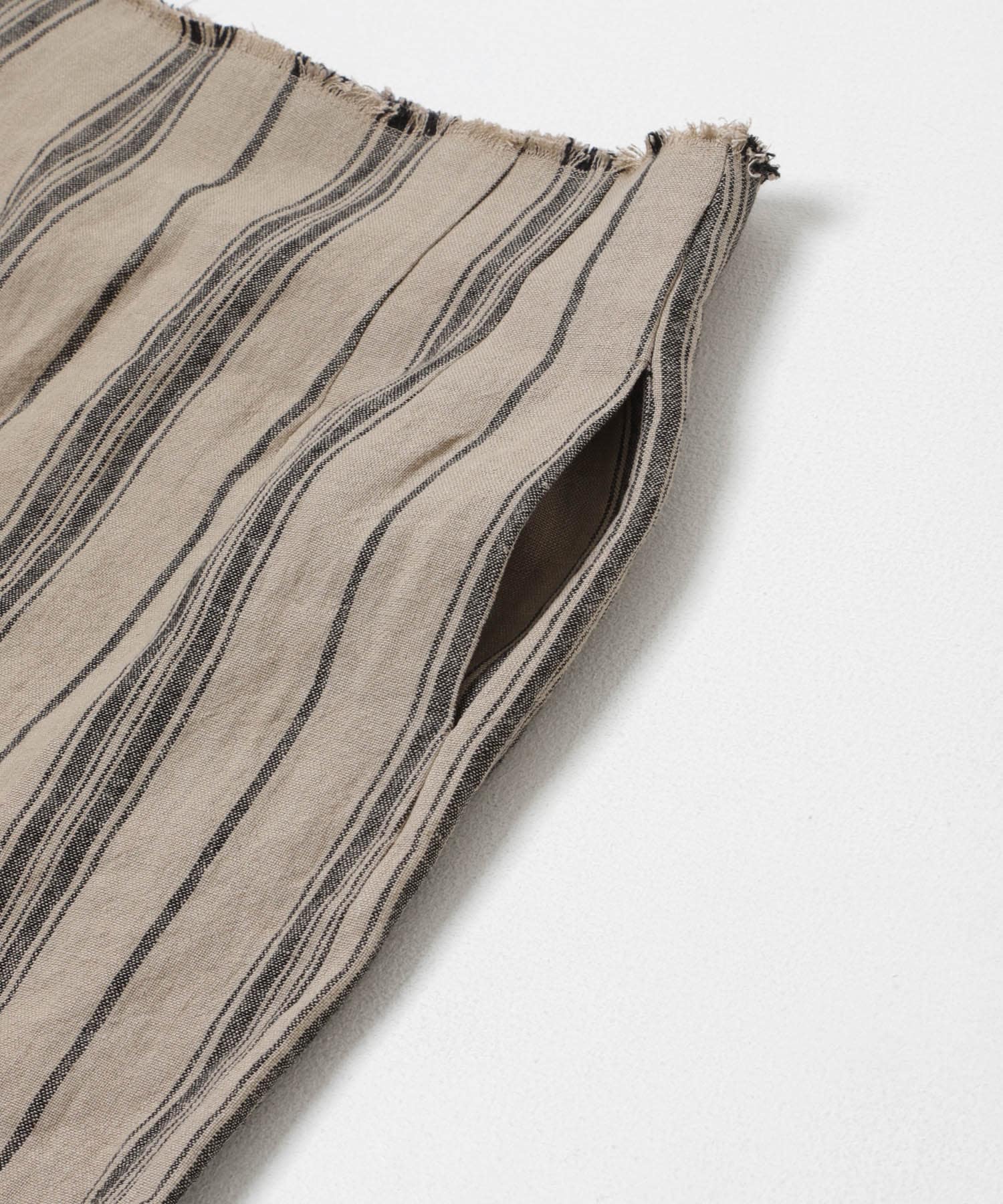 Linen Stripe I-Line Skirt NATURAL S