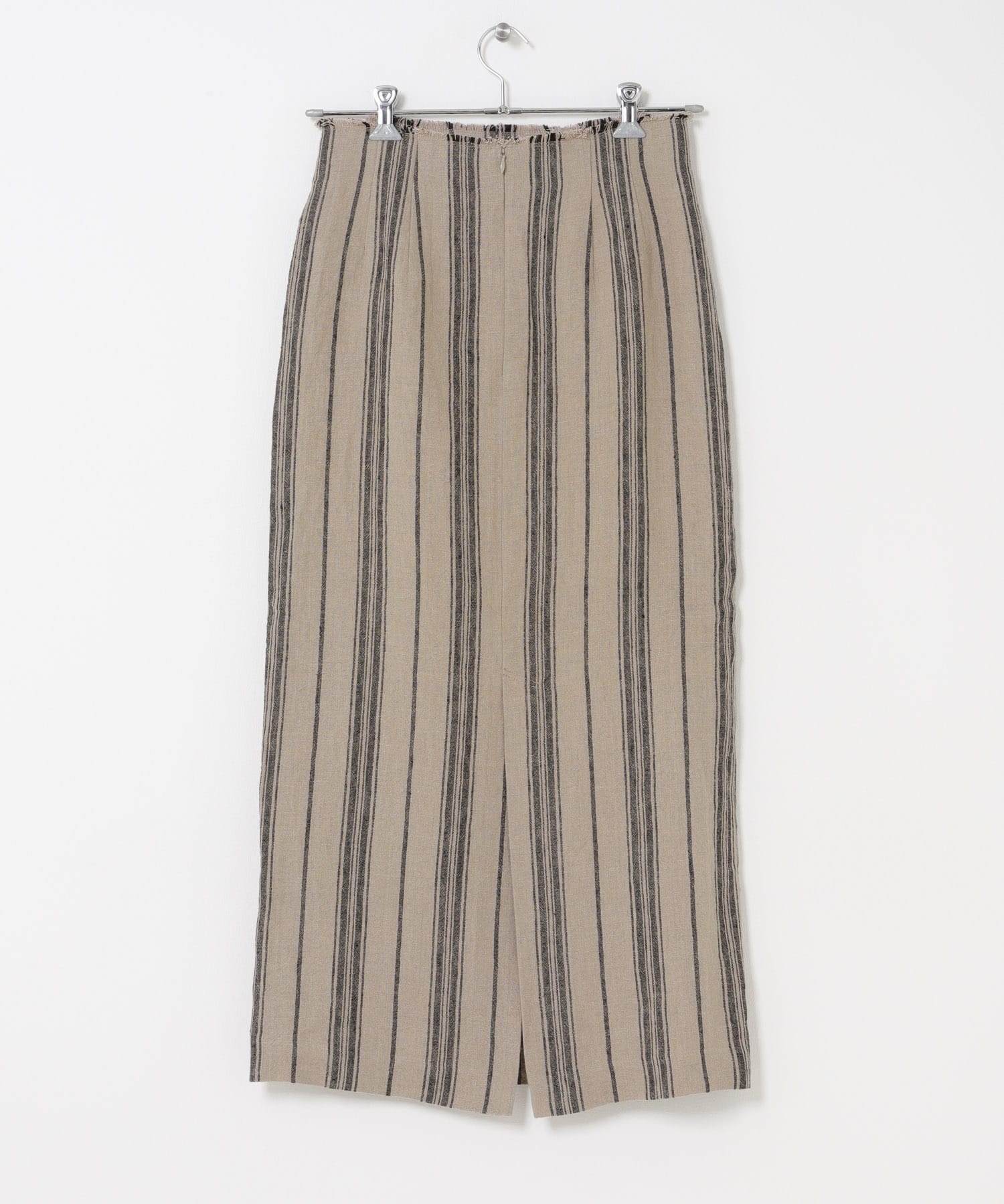 Linen Stripe I-Line Skirt NATURAL S