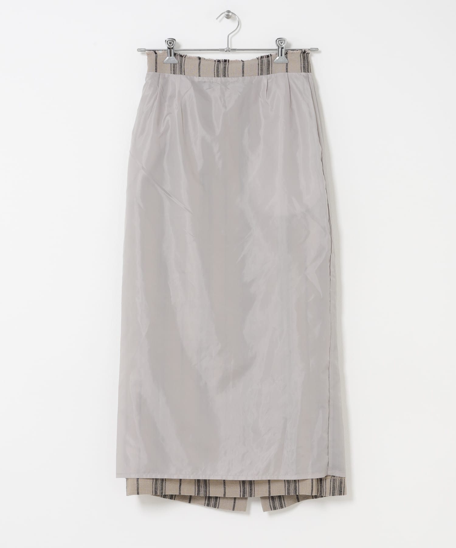 Linen Stripe I-Line Skirt NATURAL S
