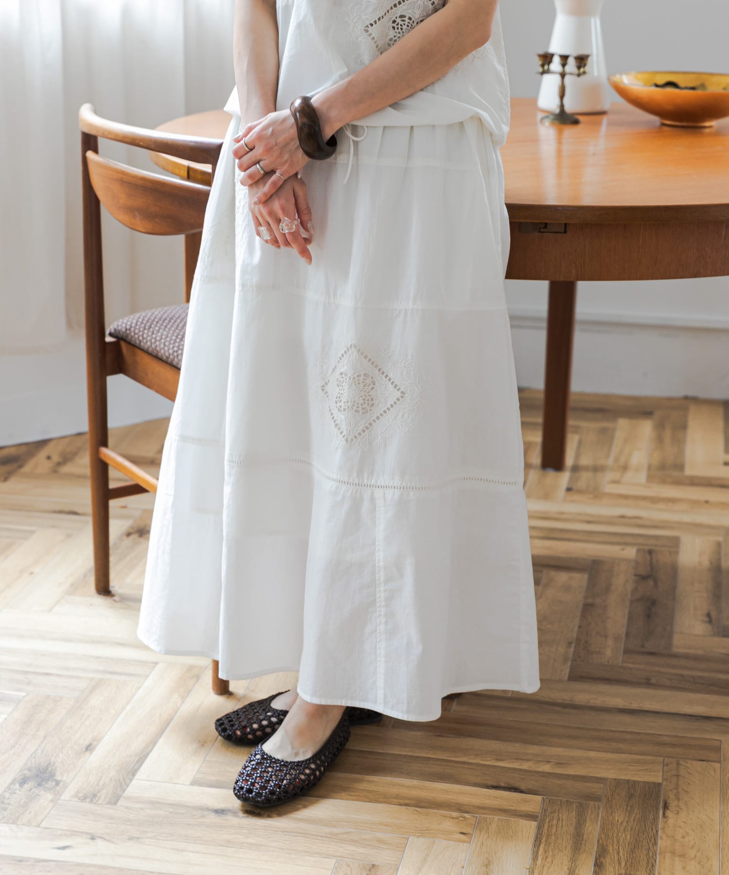 パッチワーク刺繍スカート