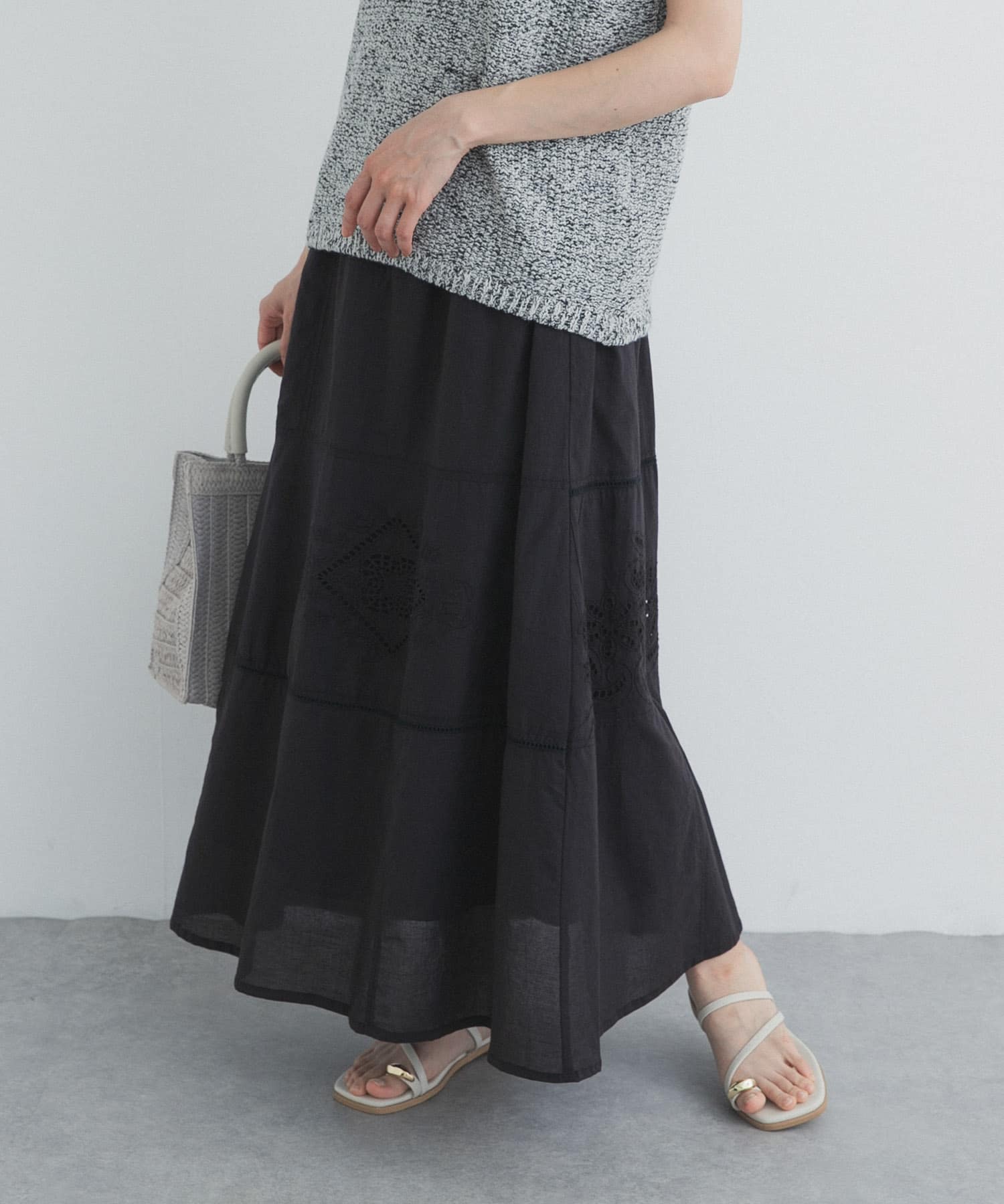 パッチワーク刺繍スカート