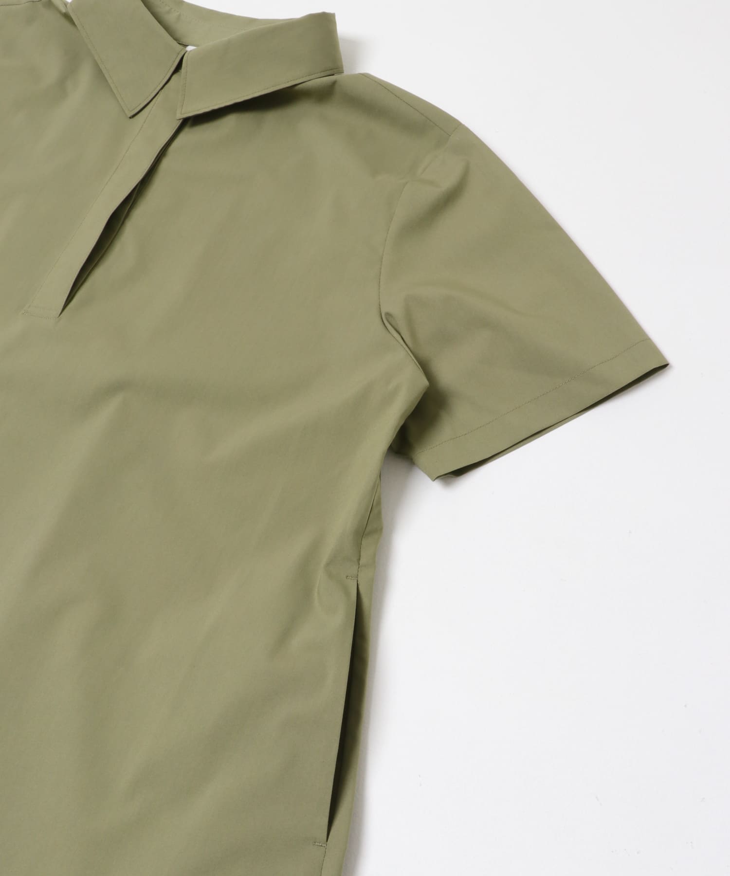 衿付きスキッパーAラインワンピース KHAKI Free