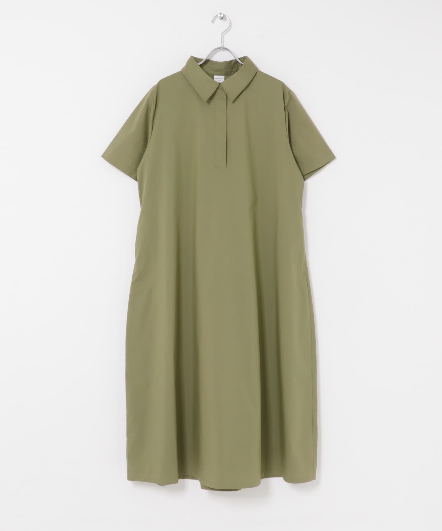 衿付きスキッパーAラインワンピース KHAKI Free