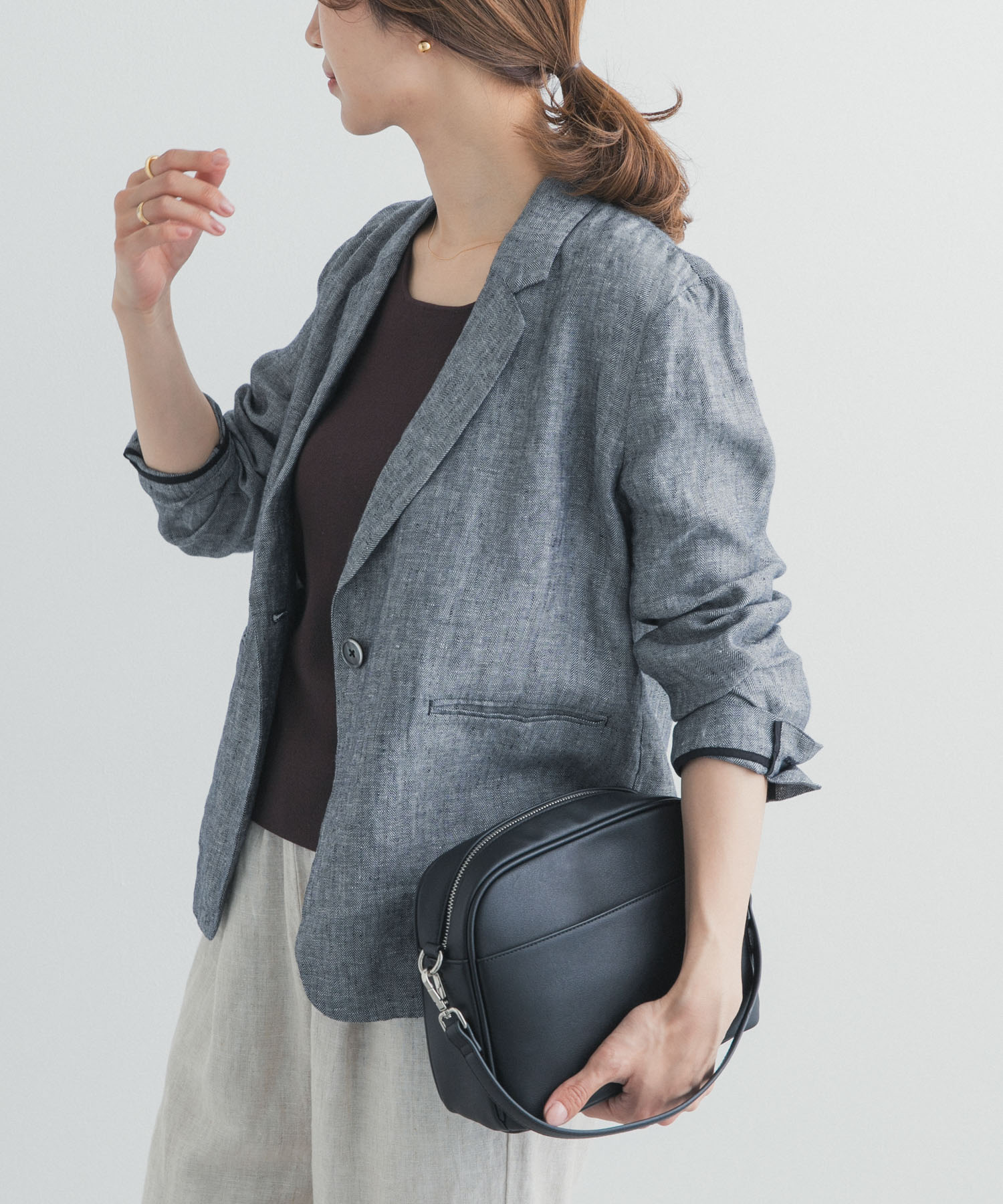 ヘリンボーンリネンジャケット