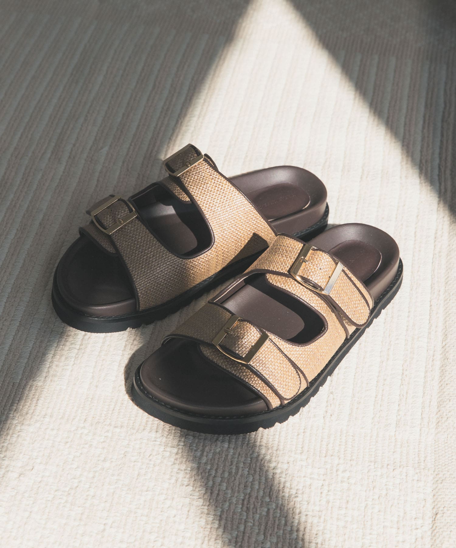 ダブルベルトプラットフォームサンダル NATURAL 36