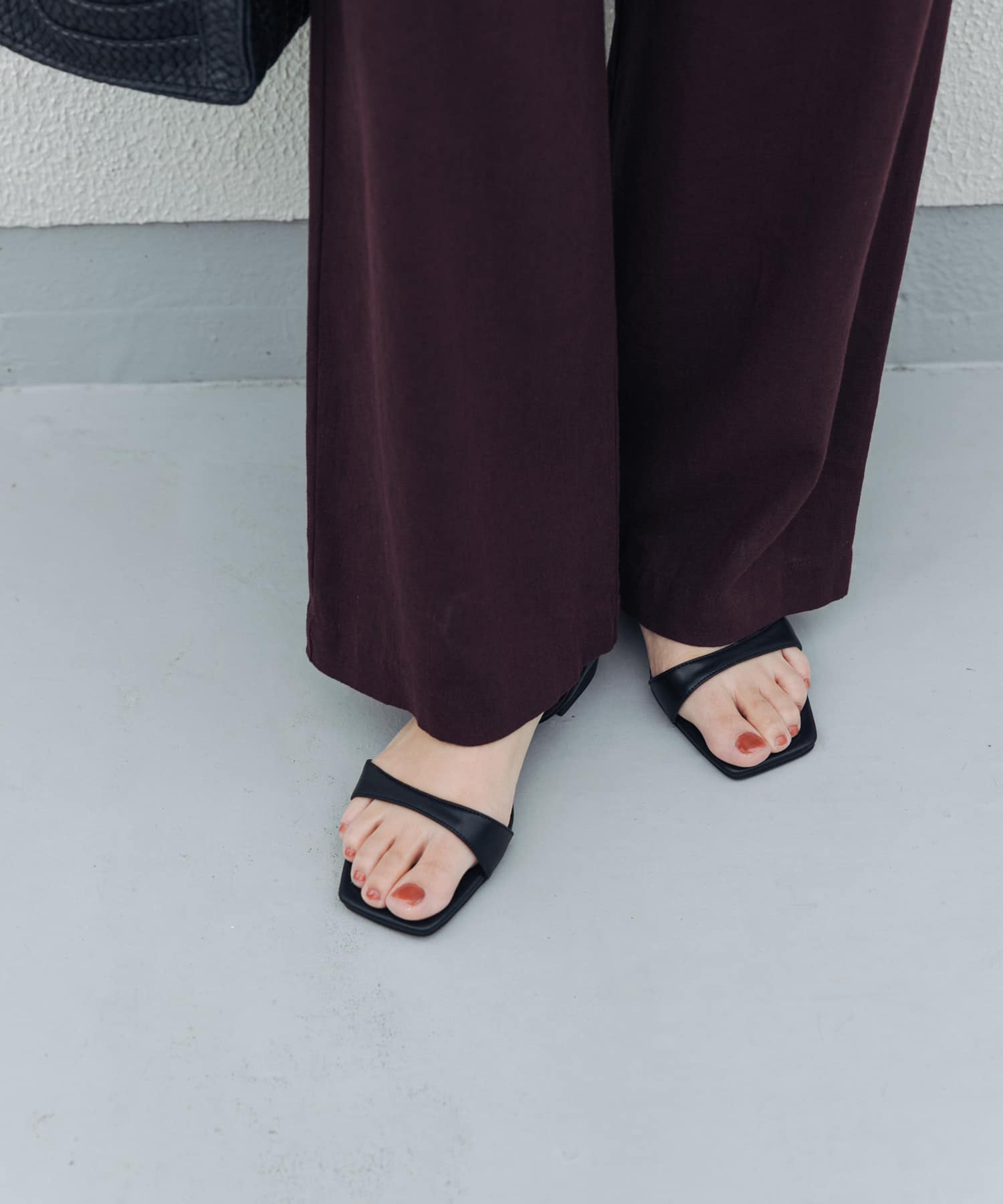 アンクルストラップフラットサンダル BLACK 36