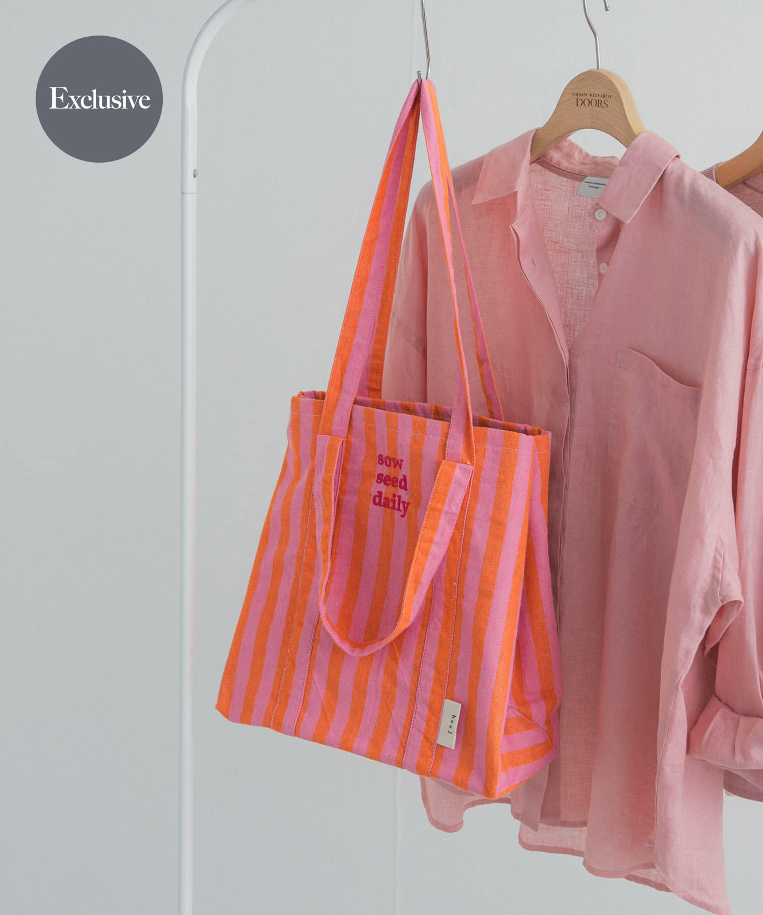 『別注』beej×DOORS　ストライプトートバッグ