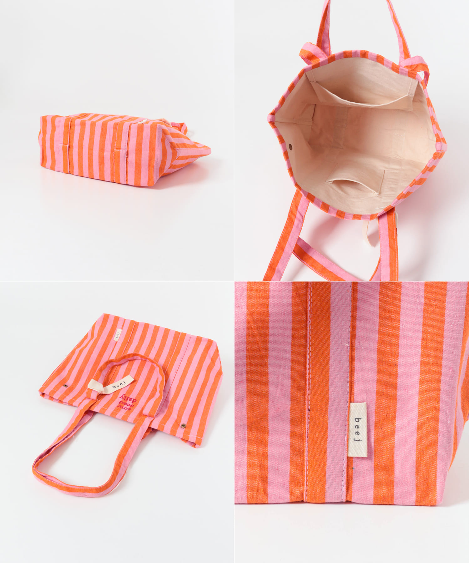 『別注』beej×DOORS　ストライプトートバッグ PINK One