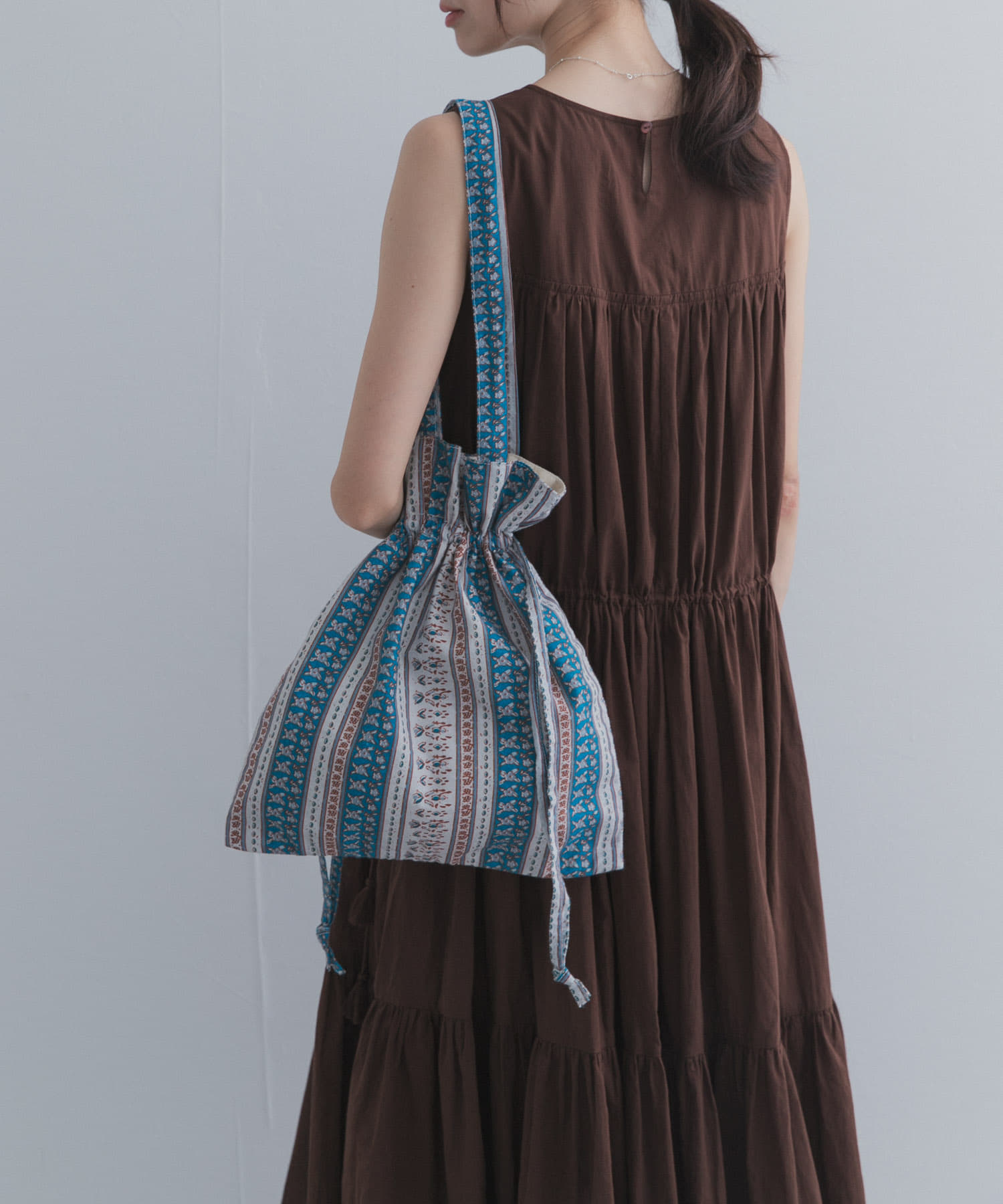 インドプリントトートバッグ BLUE One