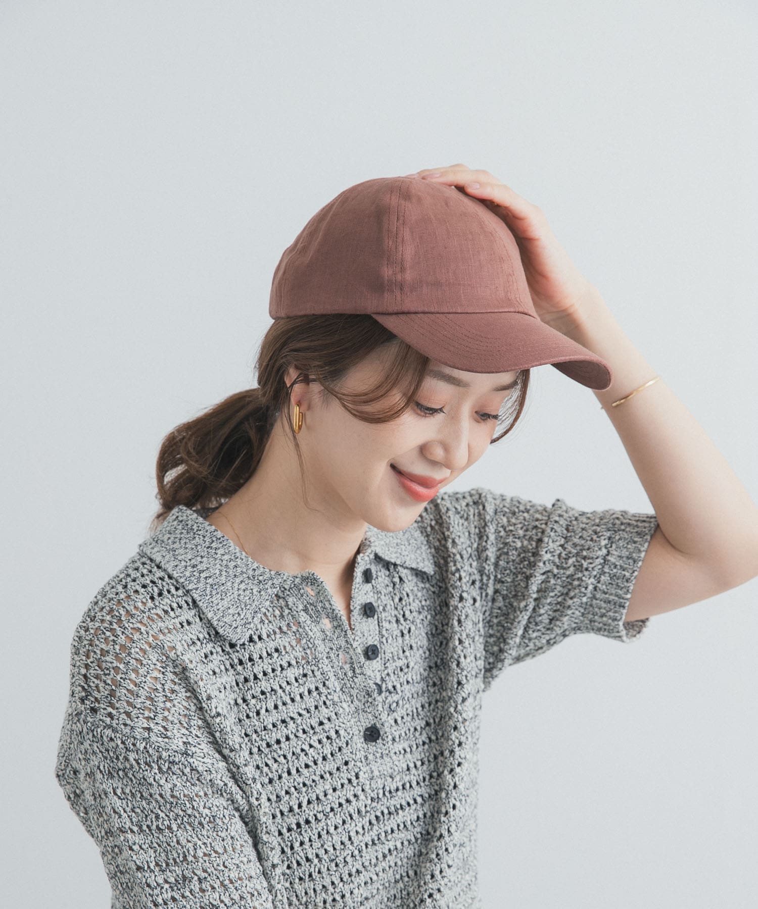 リネンキャップ BROWN One