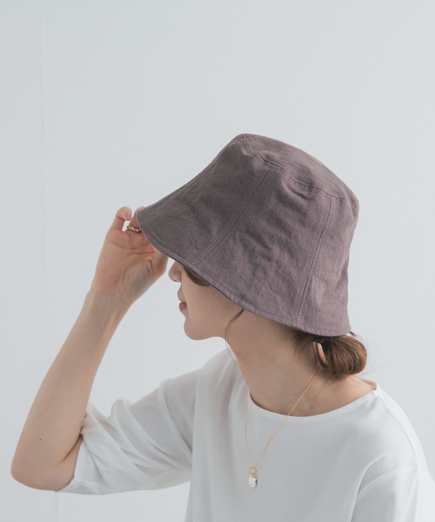 コットンリネンパネルハット