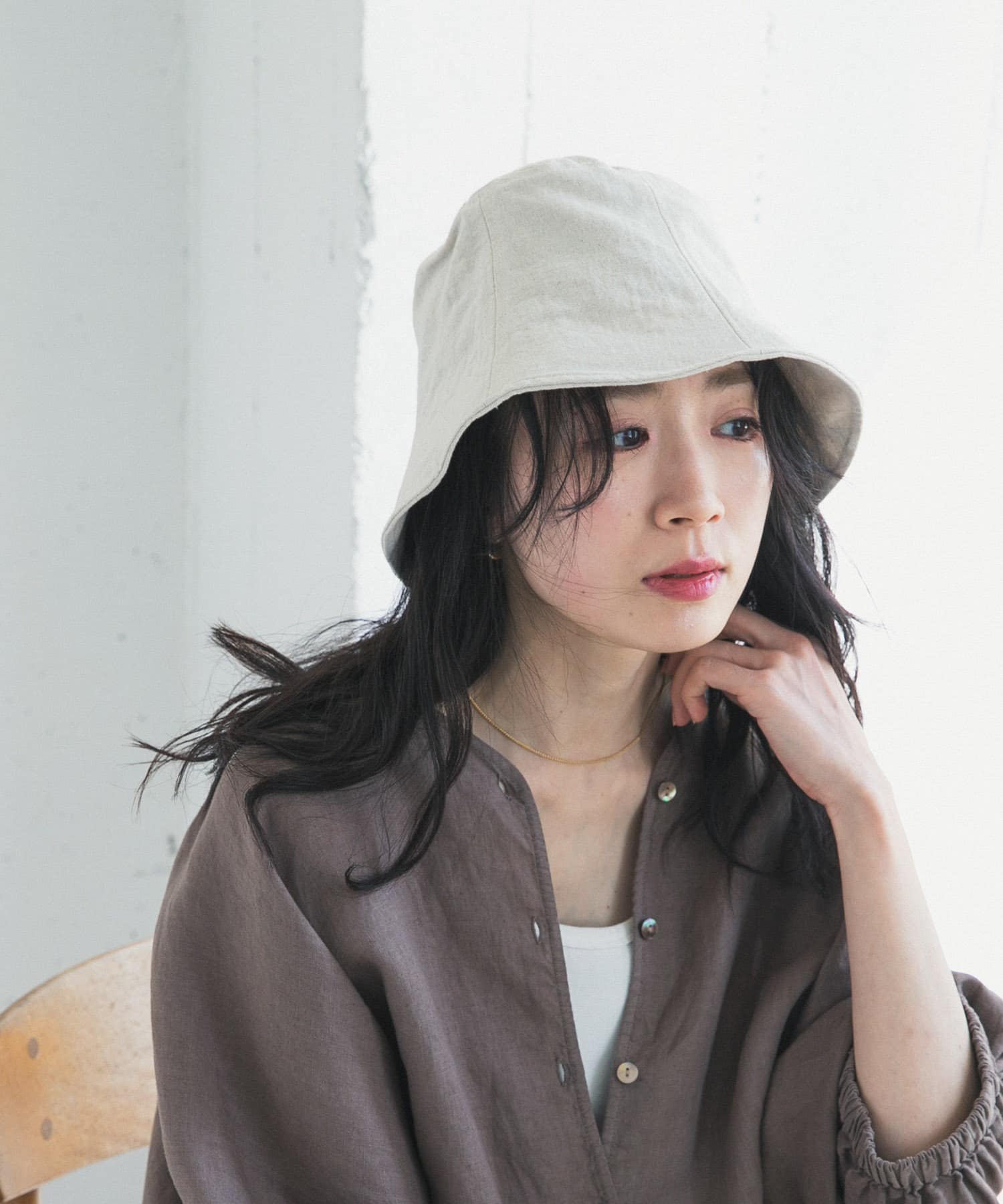 コットンリネンパネルハット