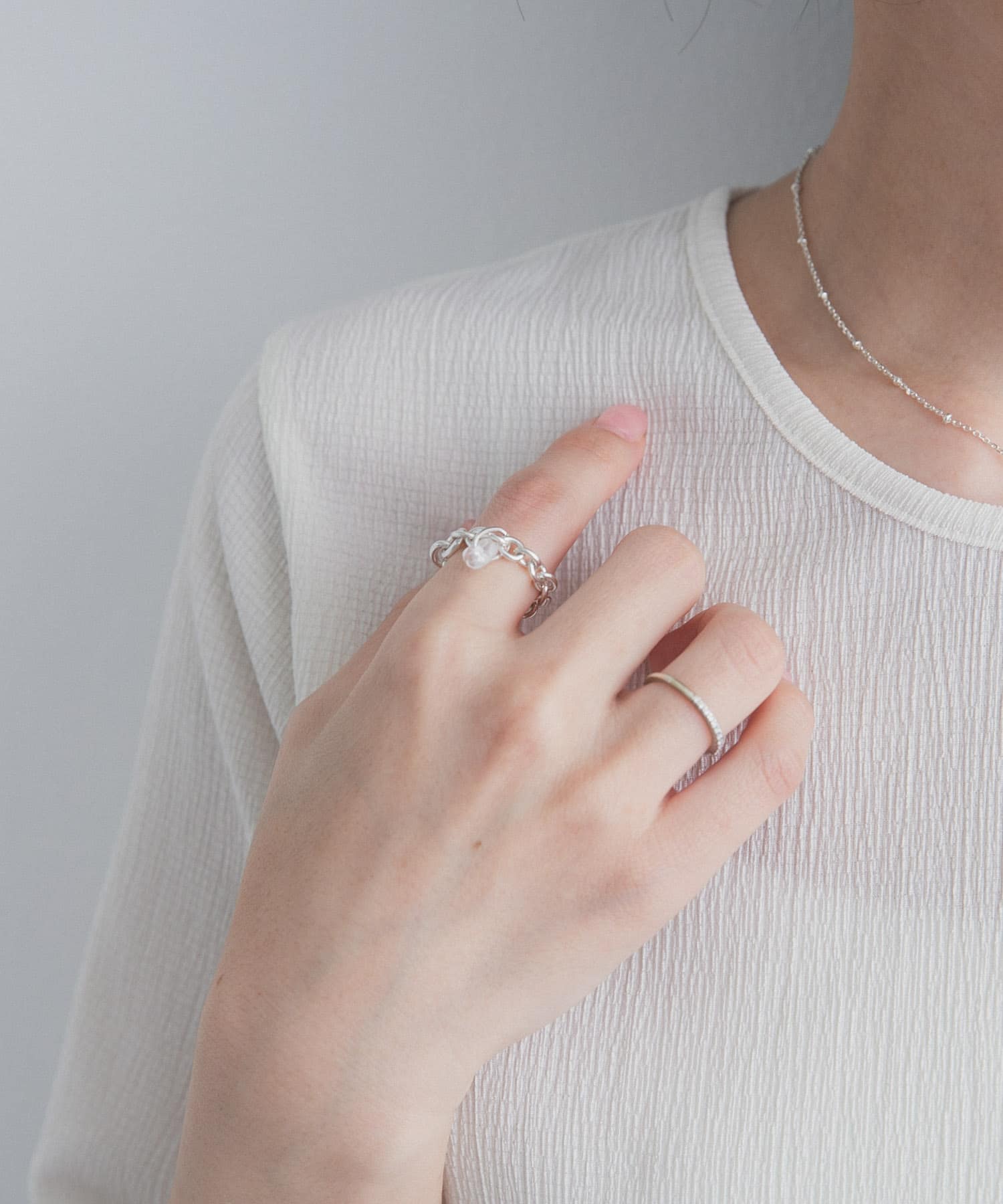 天然石チェーンリング SILVER925 MOONSTONE -