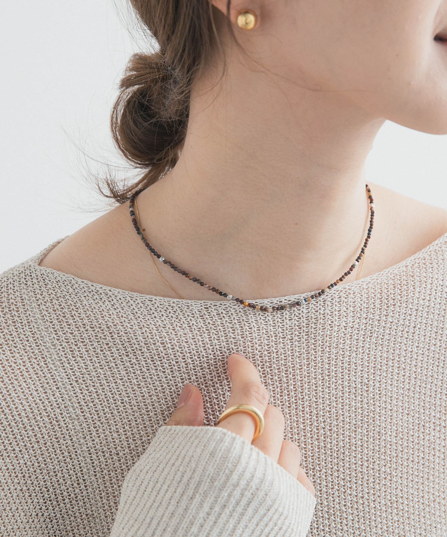 天然石×SVショートネックレス