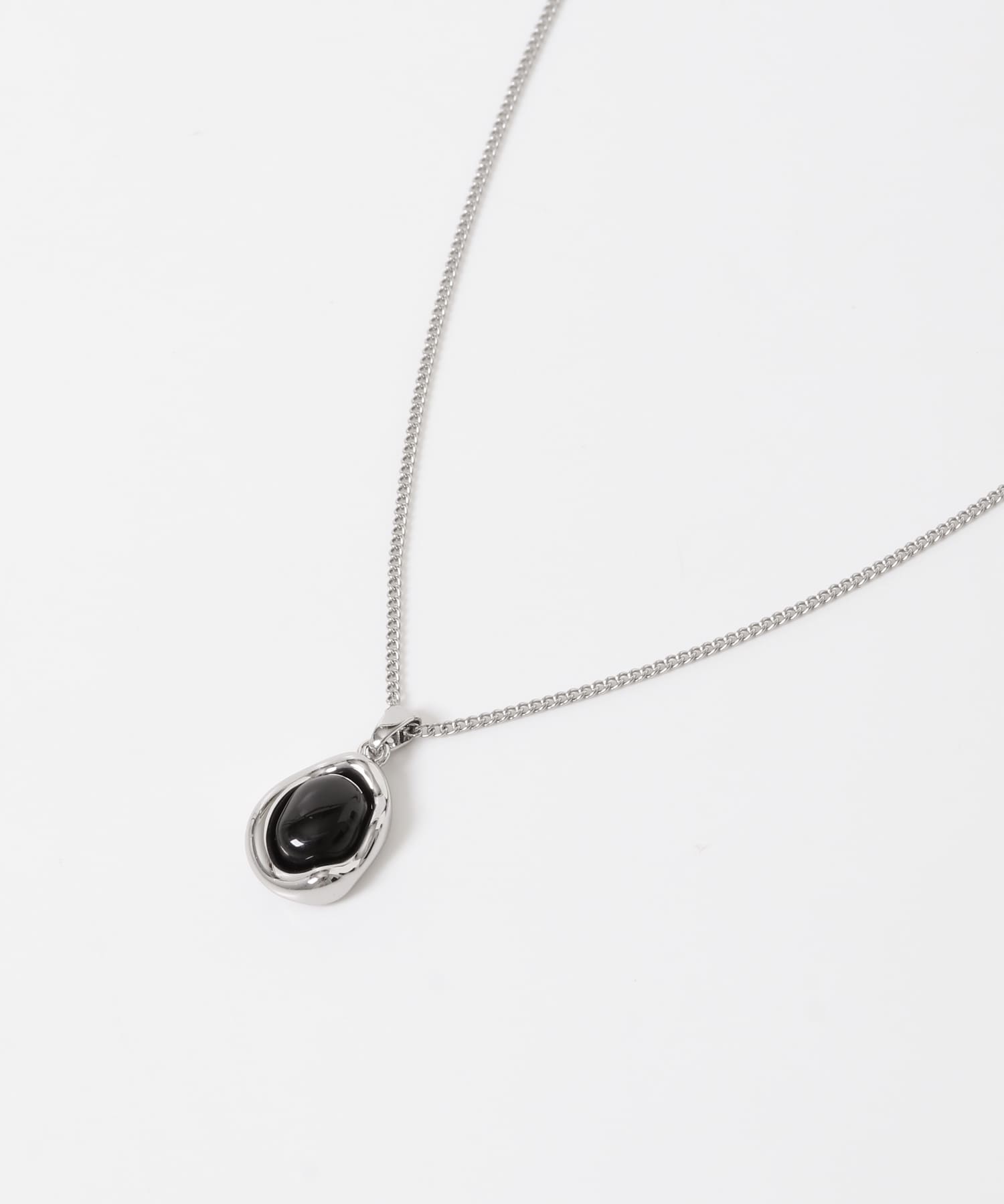 天然石トップステンレスネックレス BLK One
