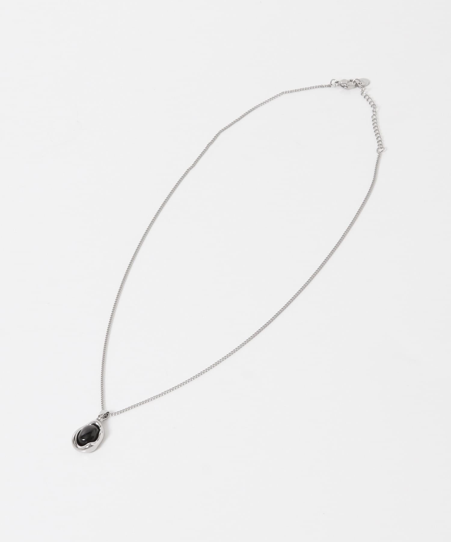 天然石トップステンレスネックレス BLK One