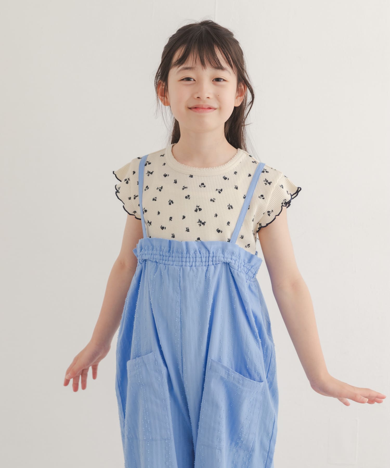 花柄ワッフルフレンチフリルTシャツ(KIDS)
