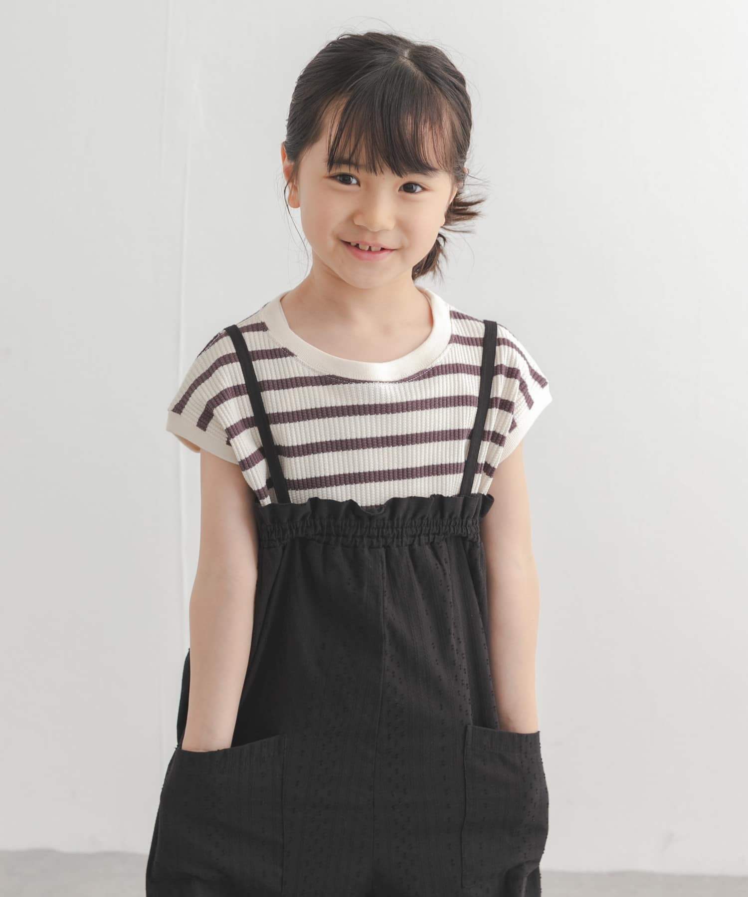 『150サイズあり』変形ワッフルノースリーブプルオーバー(KIDS)