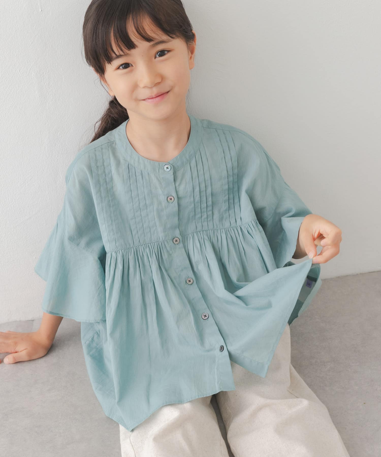 『親子リンク』コットンボイルピンタックブラウス(KIDS)