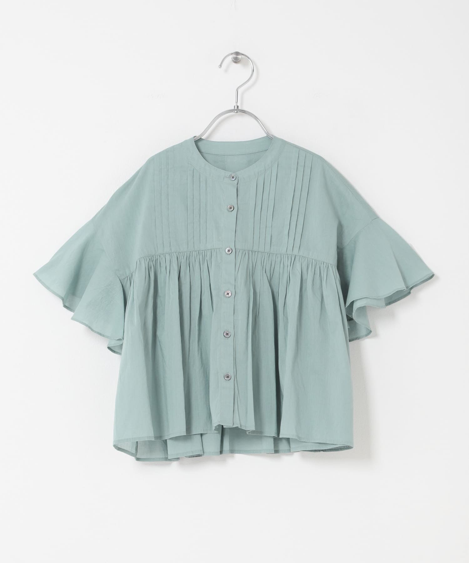『親子リンク』コットンボイルピンタックブラウス(KIDS) BLUE 105(100-110)