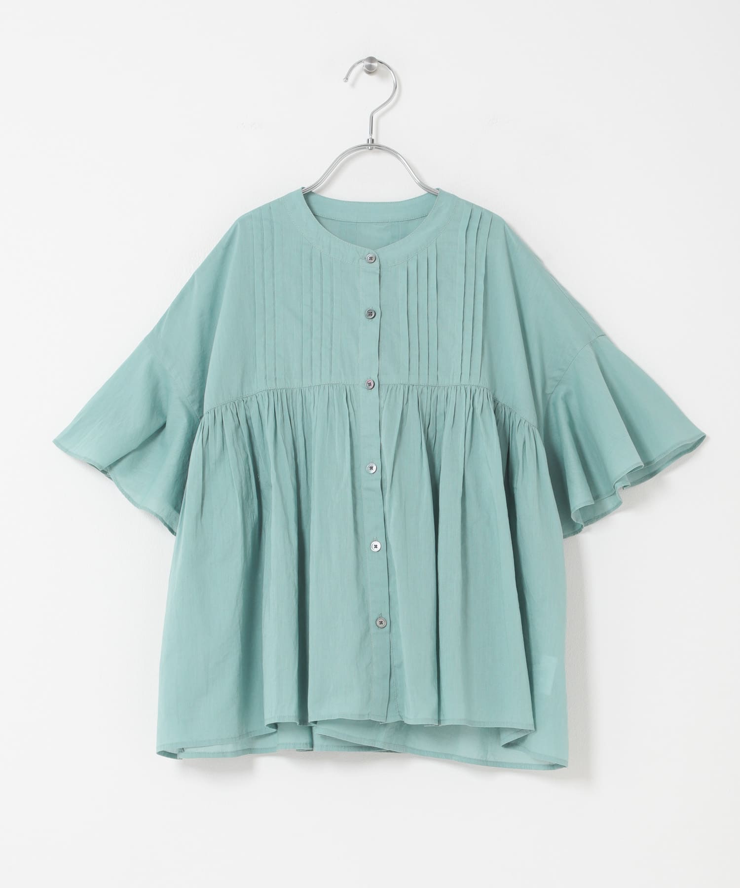『150サイズ』『親子リンク』コットンボイルピンタックブラウス(KIDS) BLUE 150