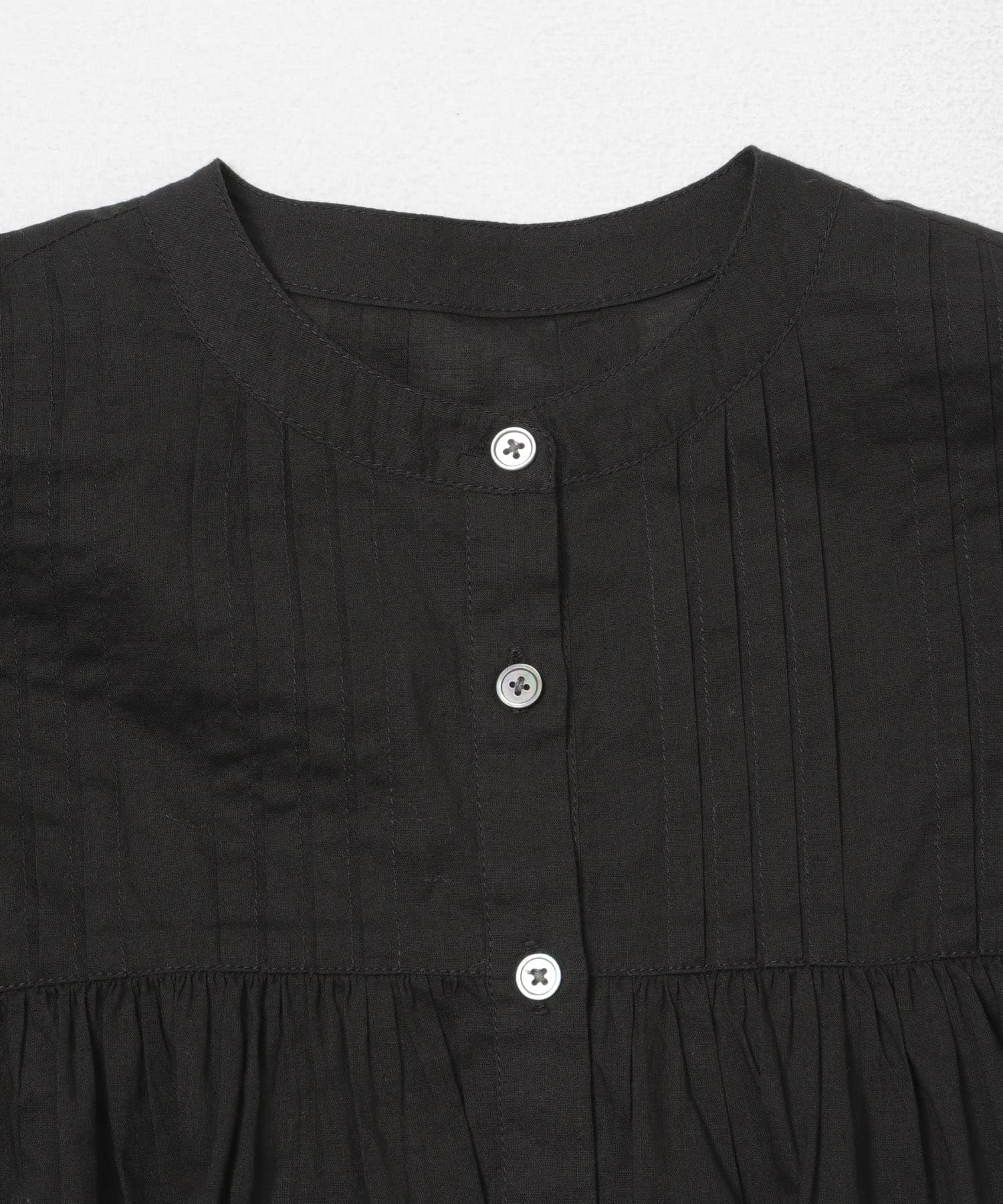 『150サイズ』『親子リンク』コットンボイルピンタックブラウス(KIDS) BLACK 150