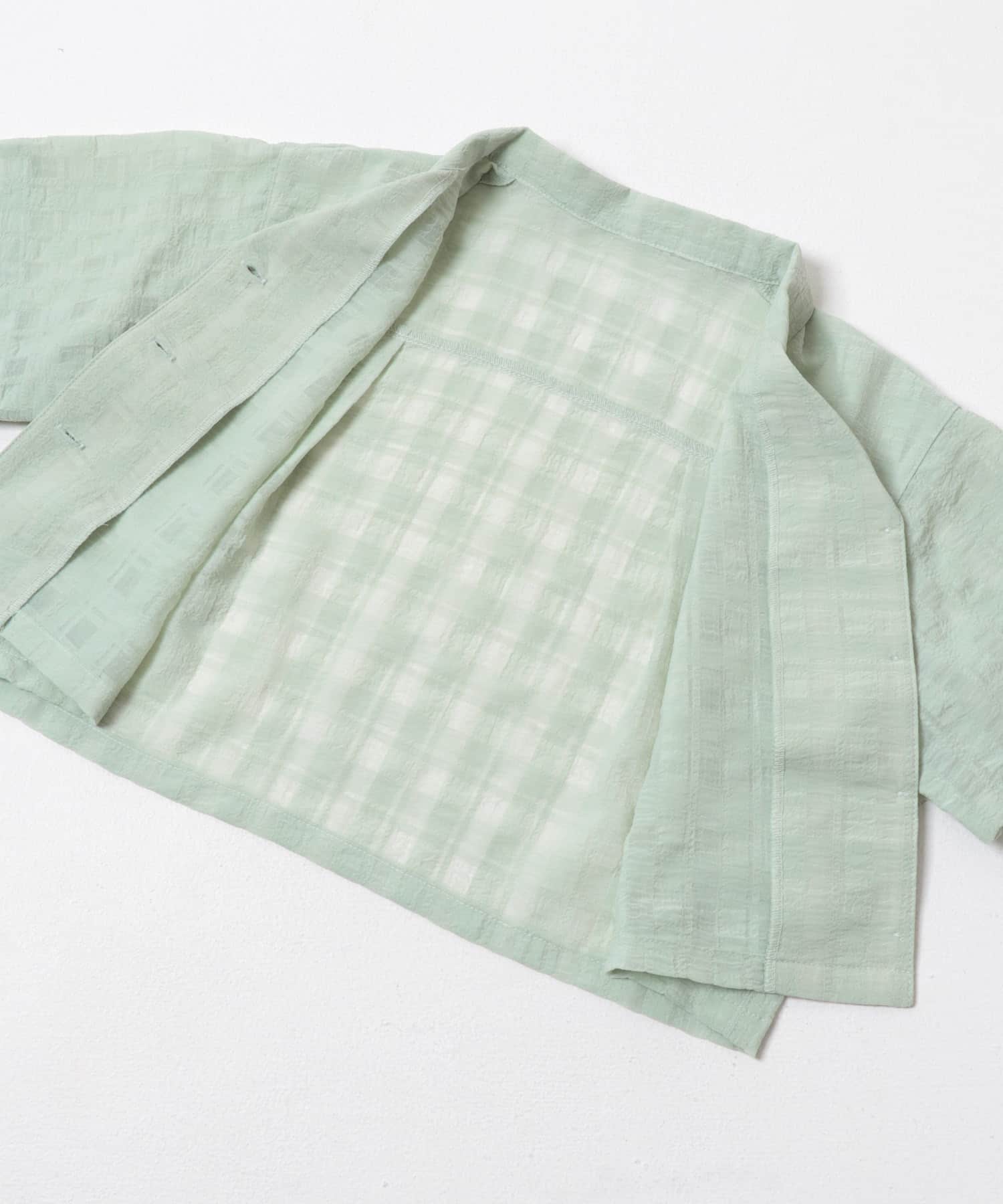 シアーチェックオープンカラーシャツ(KIDS) MINT 120(115-125)