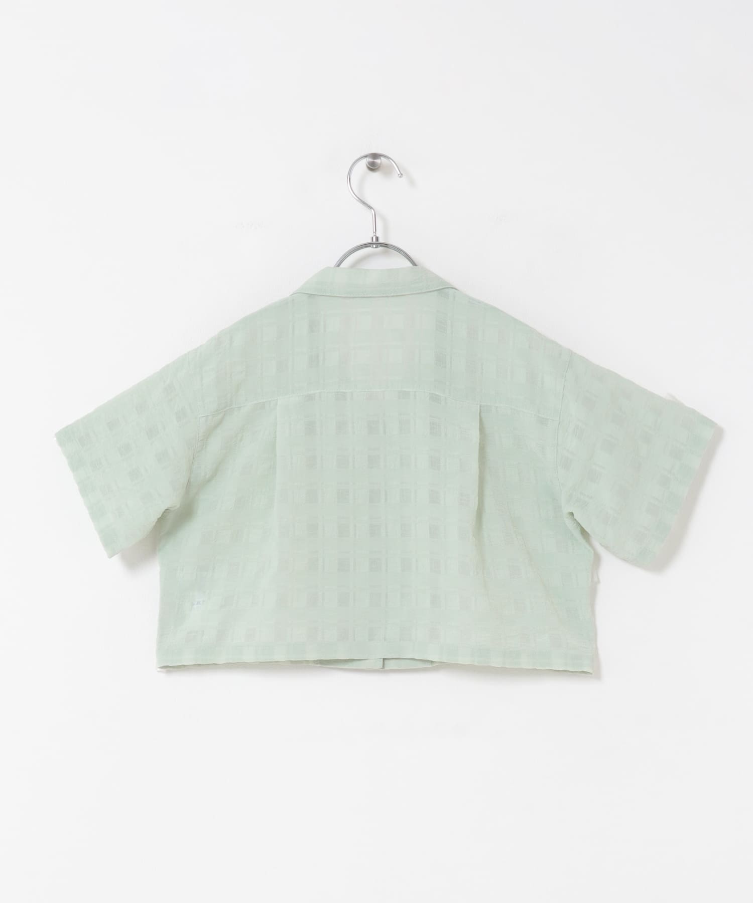 シアーチェックオープンカラーシャツ(KIDS) MINT 120(115-125)