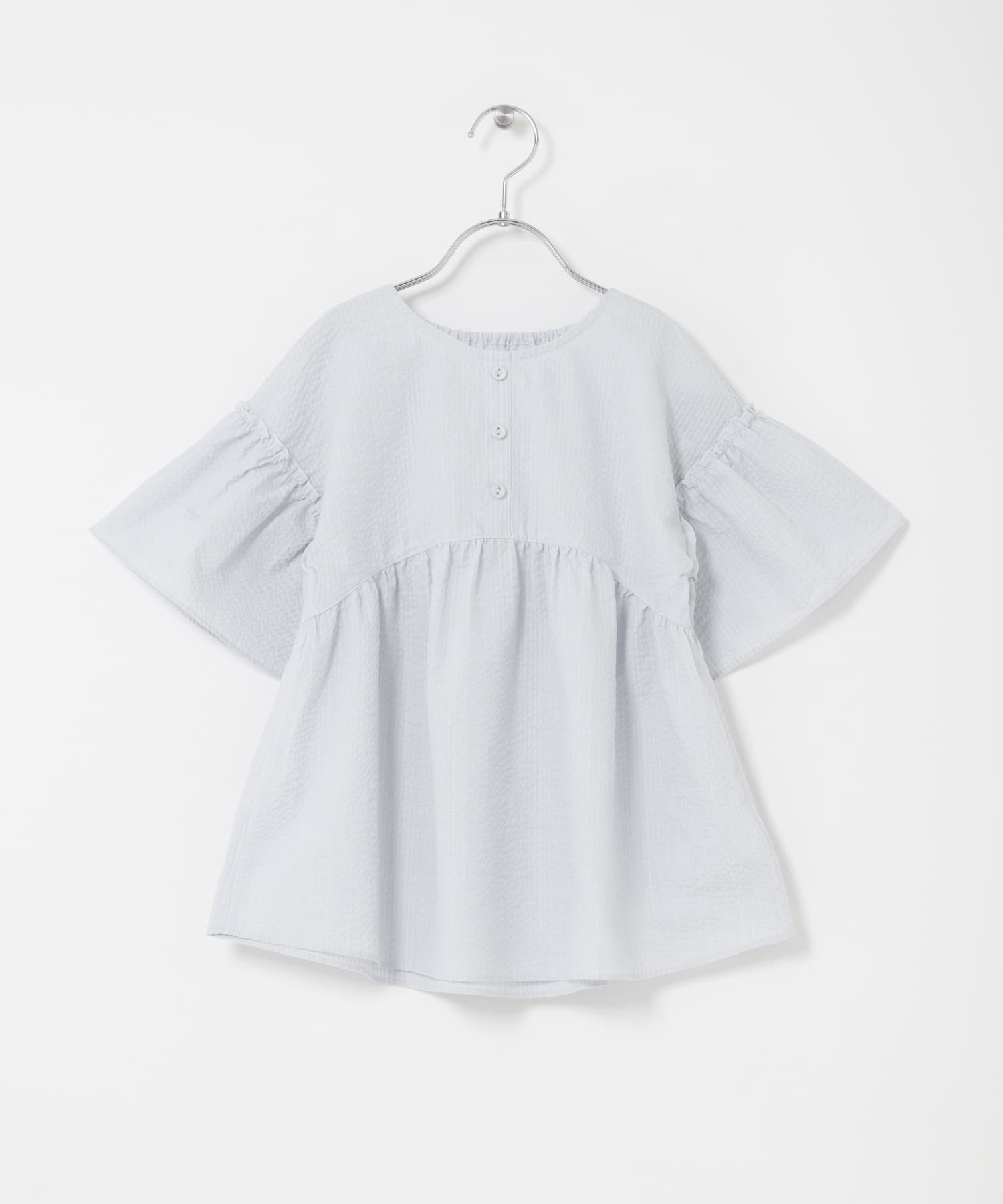 『150サイズあり』ストライプ2wayサッカーブラウス(KIDS) BLUE 105(100-110)
