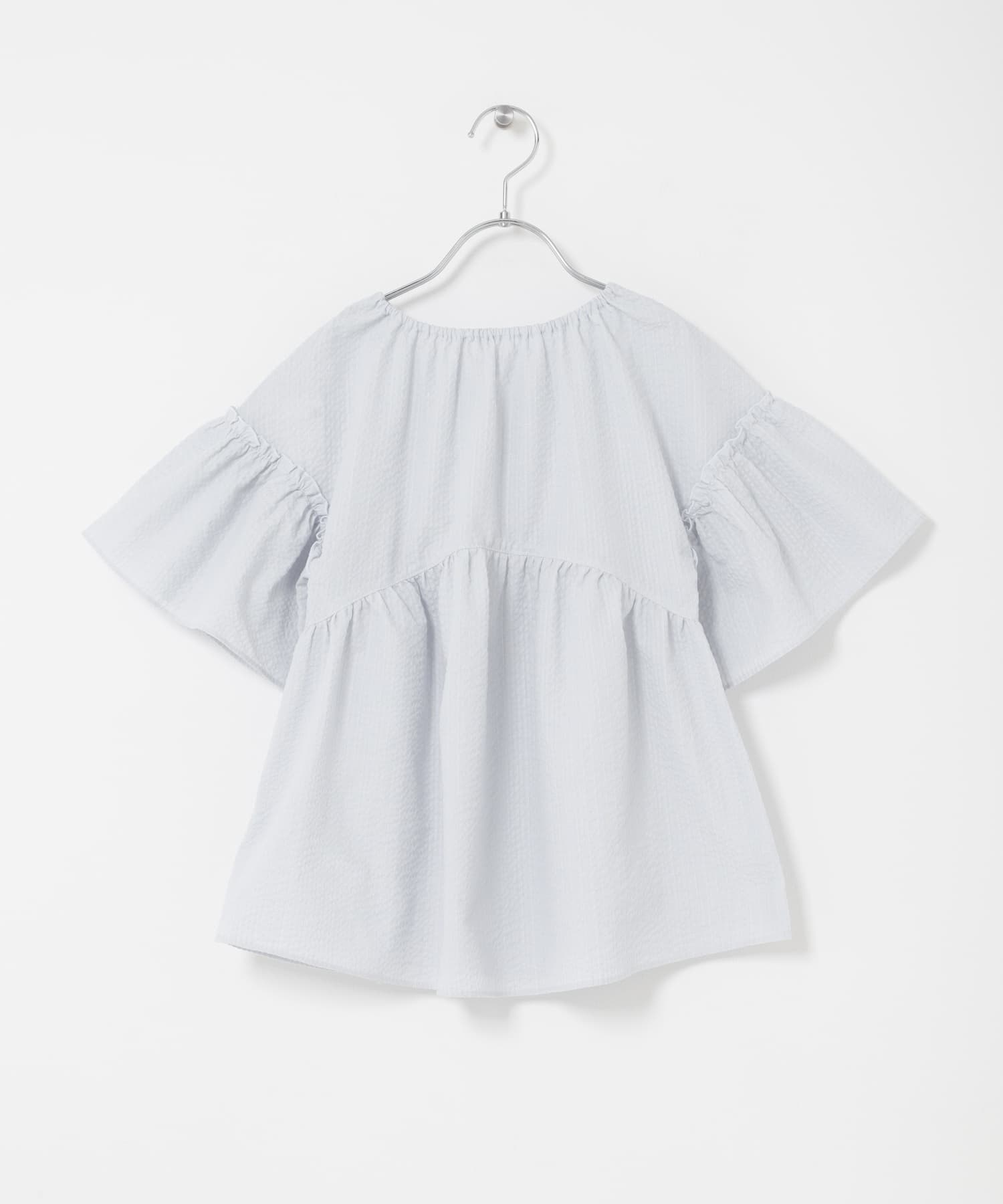 『150サイズあり』ストライプ2wayサッカーブラウス(KIDS) BLUE 105(100-110)