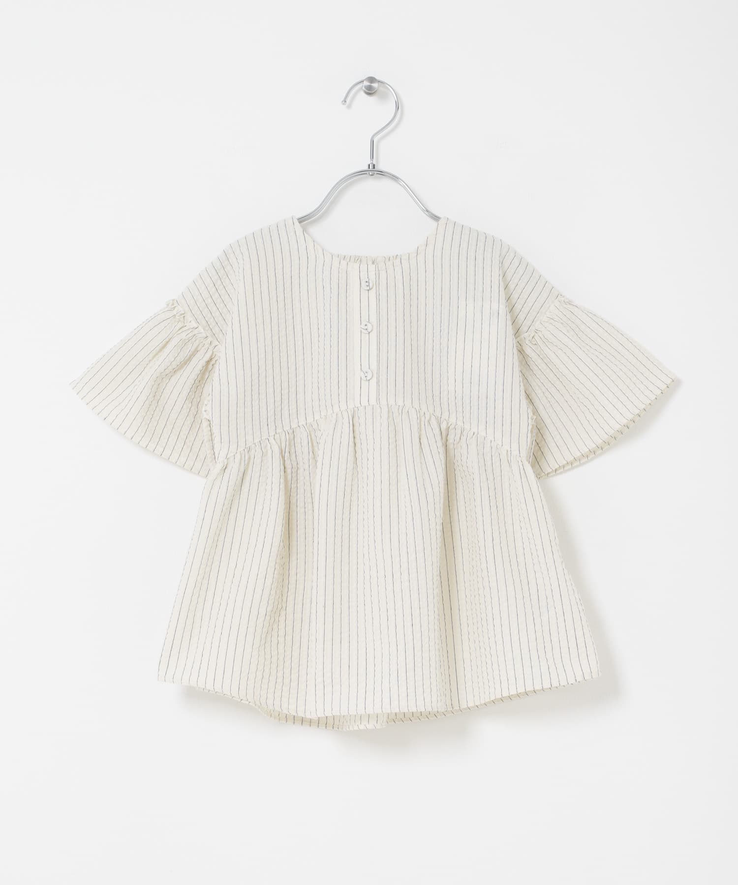 『150サイズあり』ストライプ2wayサッカーブラウス(KIDS)