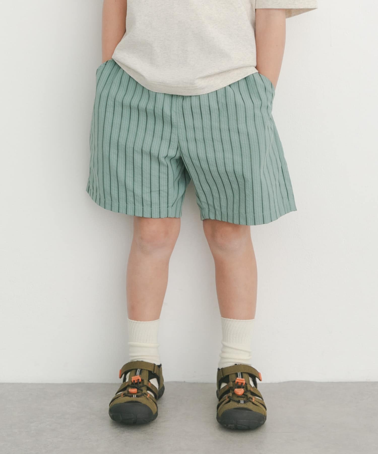 FUMIKA UCHIDA ボーダーショートパンツ 150サイズあり』ストライプショートパンツ(KIDS)(105(100-110) BEIGE