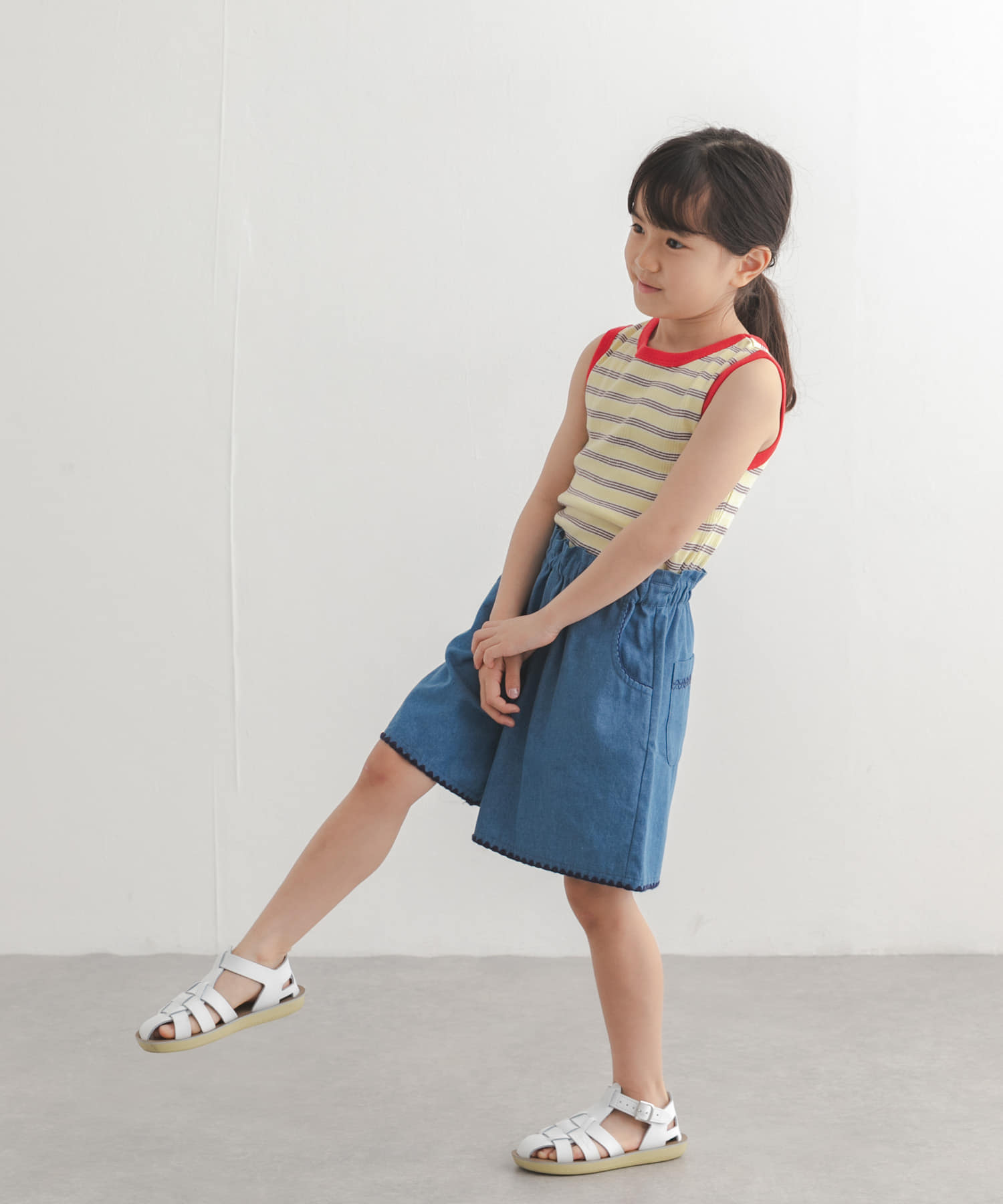 150サイズあり』デニムキュロット(KIDS)(105(100-110) BLUE): キッズ