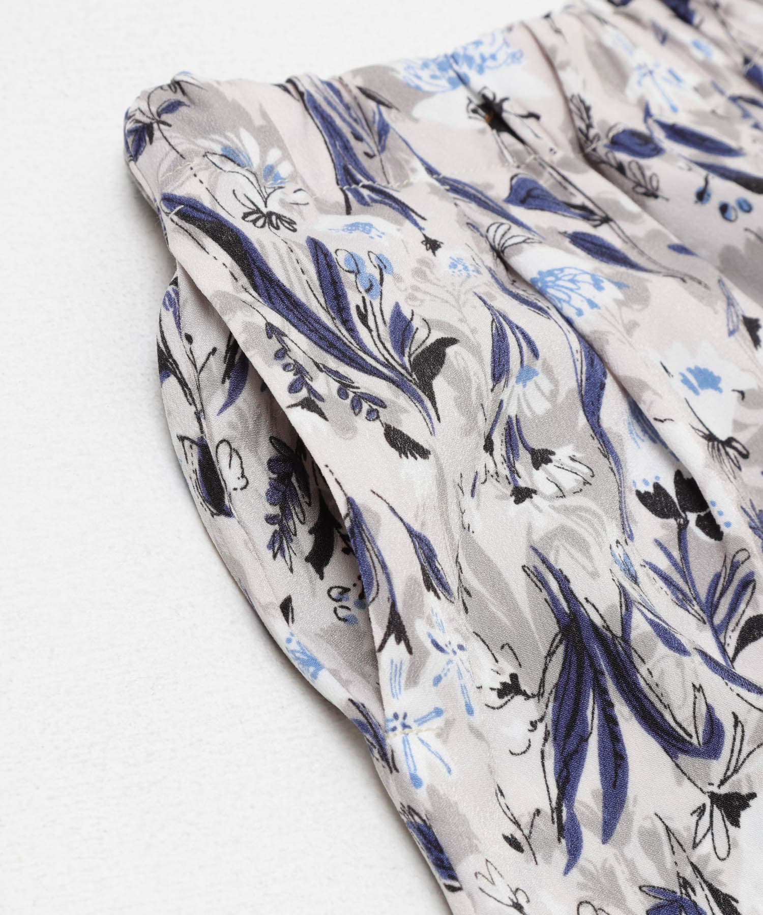 『親子リンク』フラワープリントイージーパンツ(KIDS) L.GRY×BLU 105(100-110)