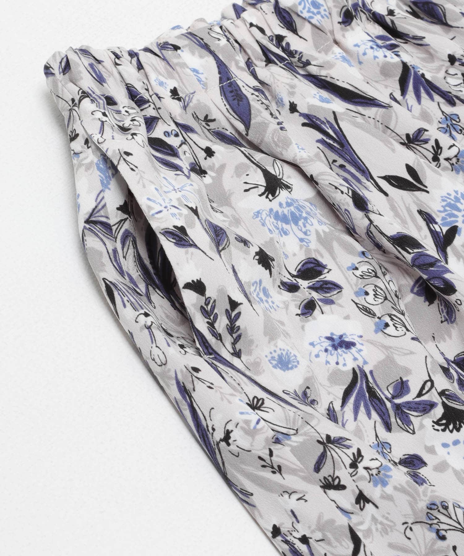 『150サイズ』『親子リンク』フラワープリントイージーパンツ(KIDS) L.GRY×BLU 150(145-155)