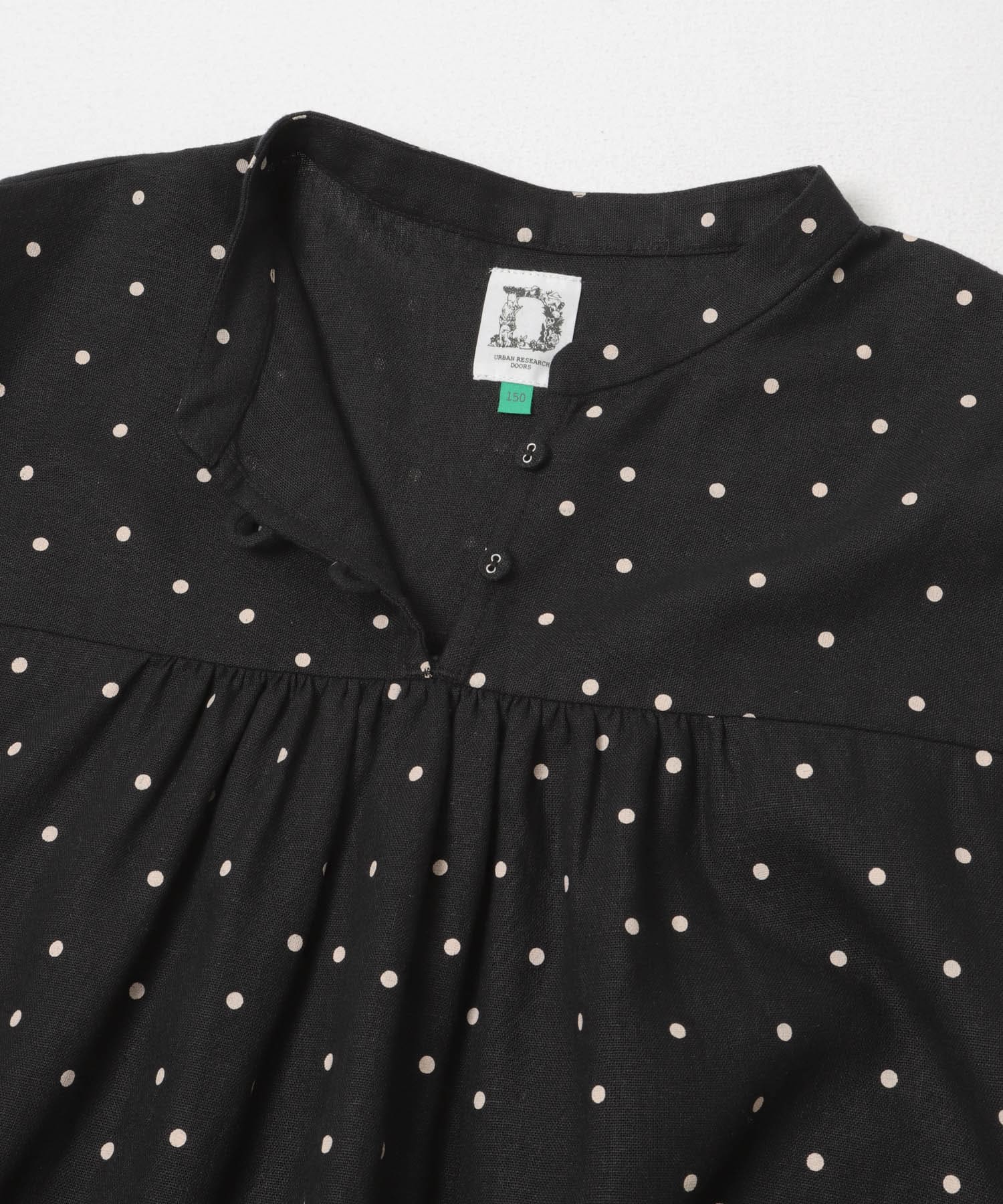 『150サイズ』『親子リンク』リネンリヨセルドットワンピース(KIDS) BLACK 150(145-155)