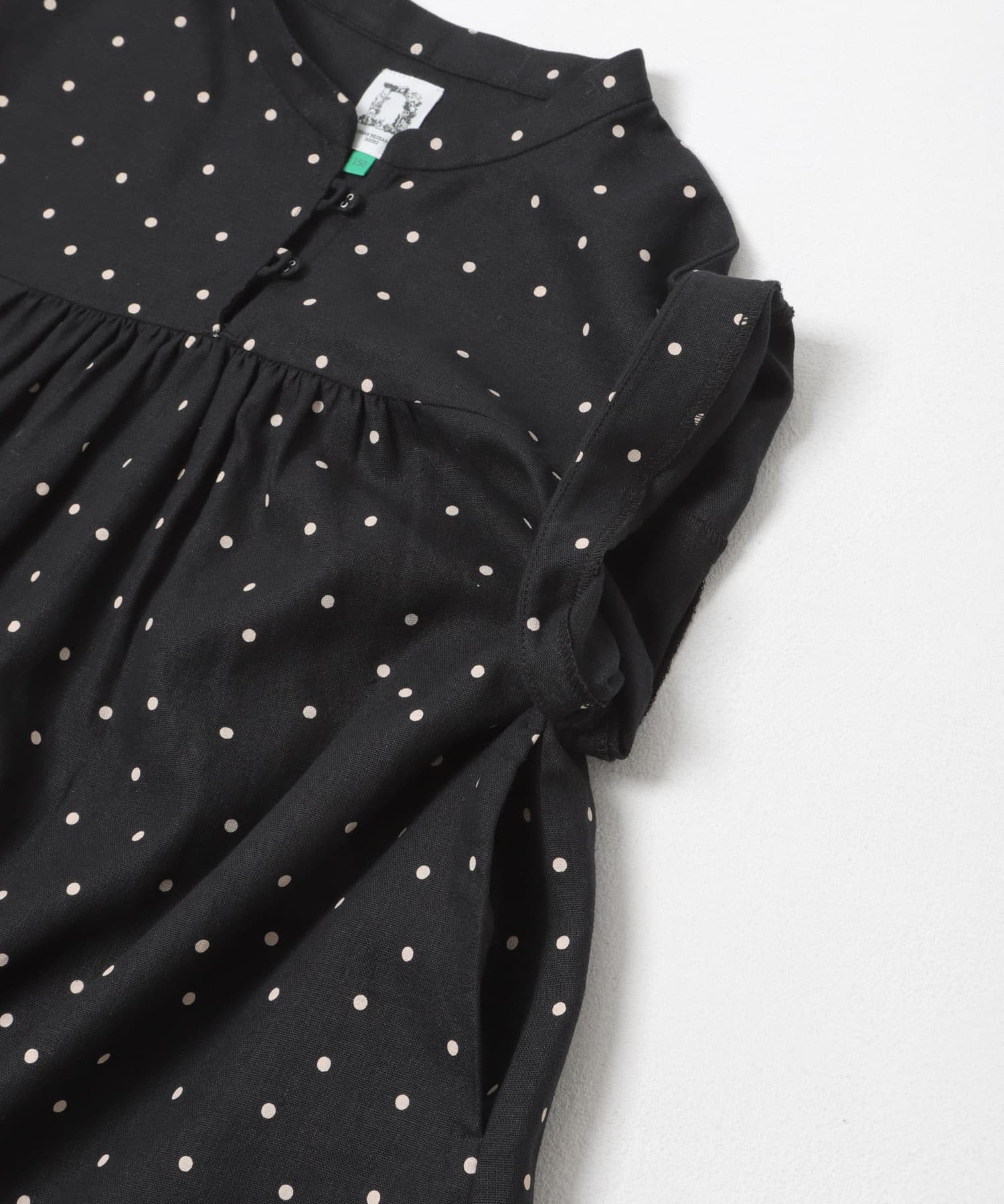 『150サイズ』『親子リンク』リネンリヨセルドットワンピース(KIDS) BLACK 150(145-155)