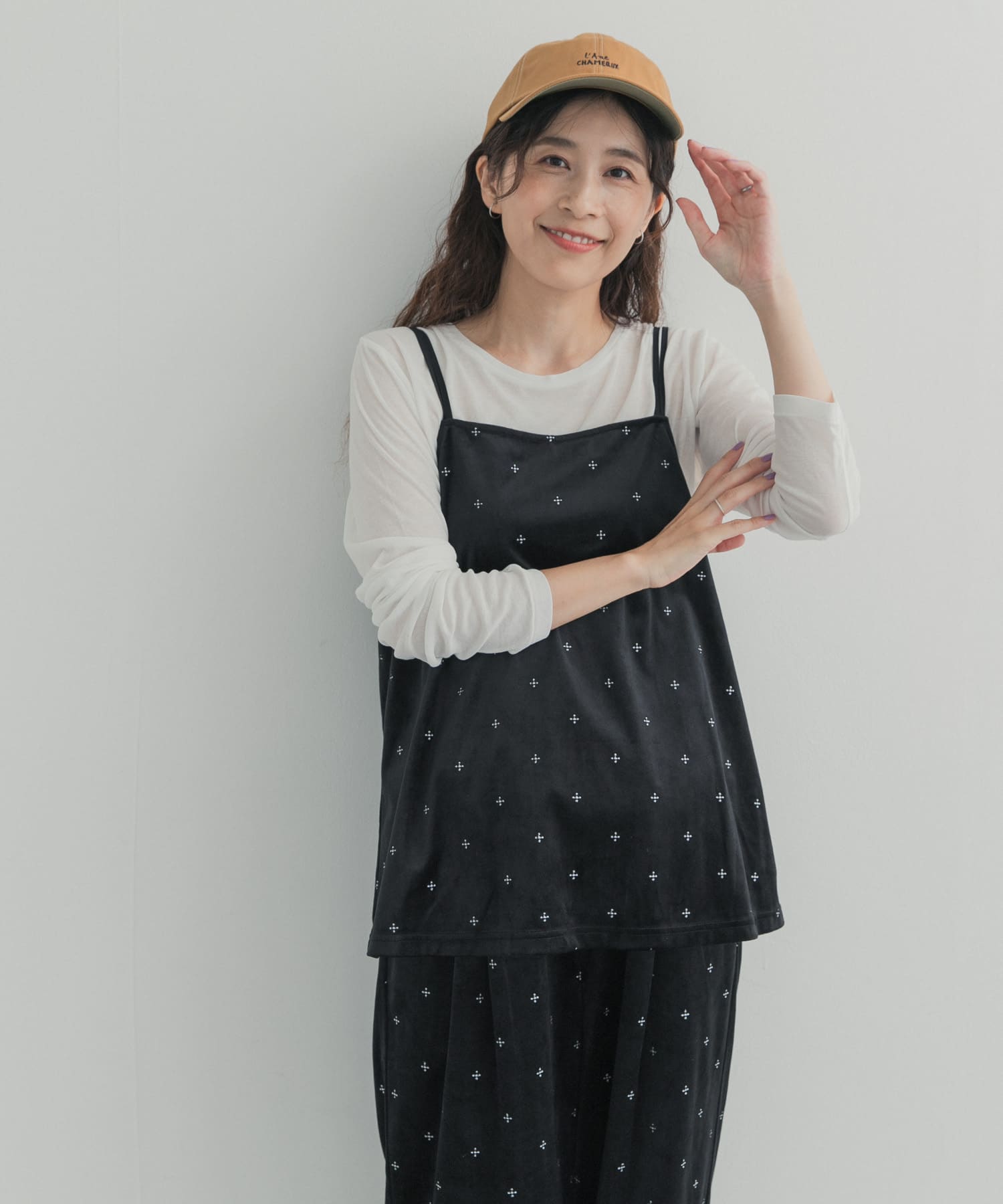 刺繍ベロアキャミチュニック